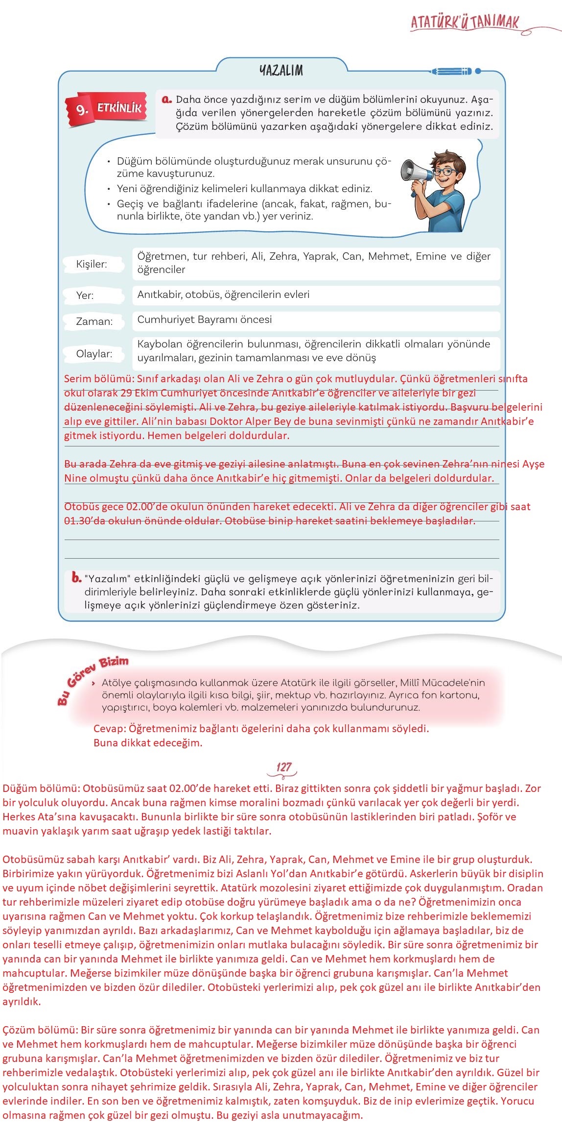 5. Sınıf Meb Yayınları Türkçe Ders Kitabı 1. Kitap Sayfa 127 Cevapları