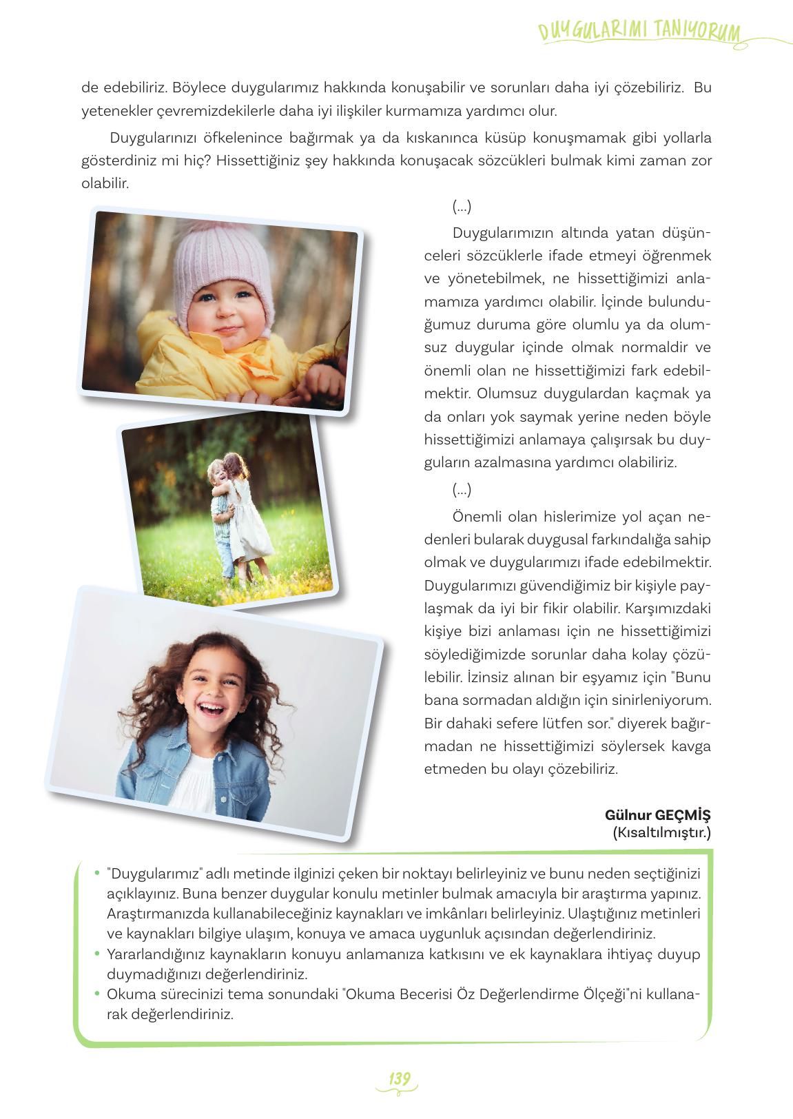 5. Sınıf Meb Yayınları Türkçe Ders Kitabı 1. Kitap Sayfa 139 Cevapları