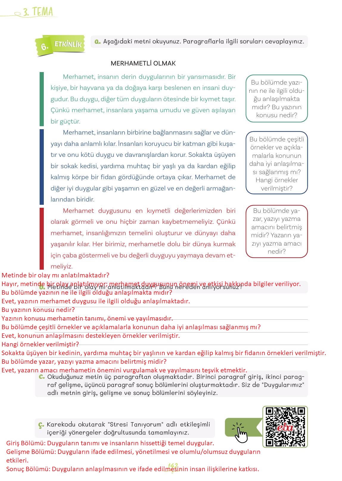 5. Sınıf Meb Yayınları Türkçe Ders Kitabı 1. Kitap Sayfa 142 Cevapları