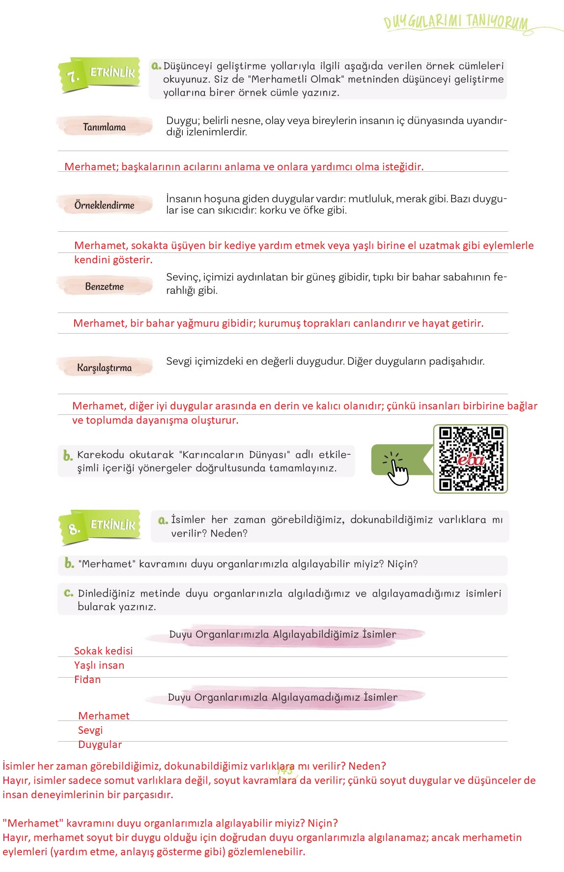 5. Sınıf Meb Yayınları Türkçe Ders Kitabı 1. Kitap Sayfa 143 Cevapları