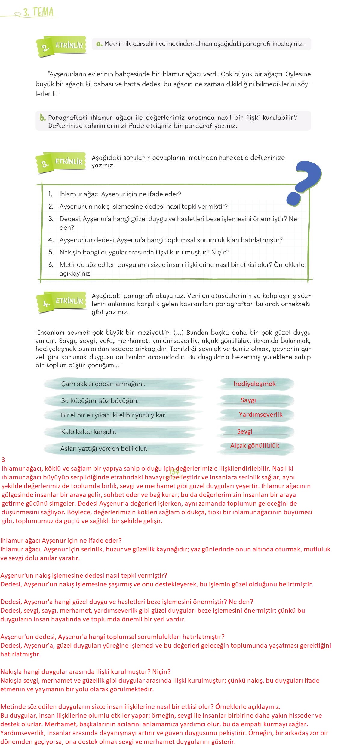 5. Sınıf Meb Yayınları Türkçe Ders Kitabı 1. Kitap Sayfa 154 Cevapları