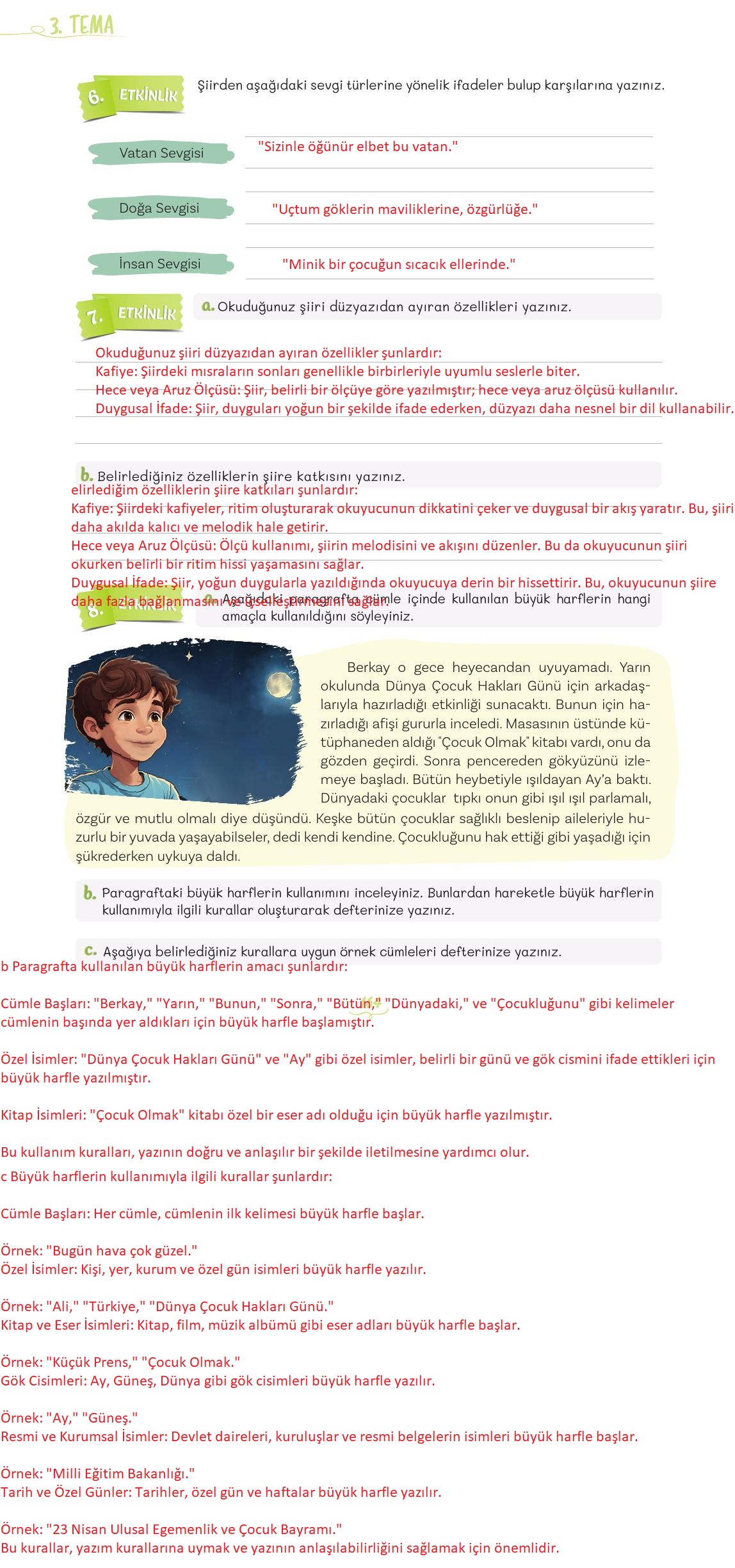 5. Sınıf Meb Yayınları Türkçe Ders Kitabı 1. Kitap Sayfa 164 Cevapları