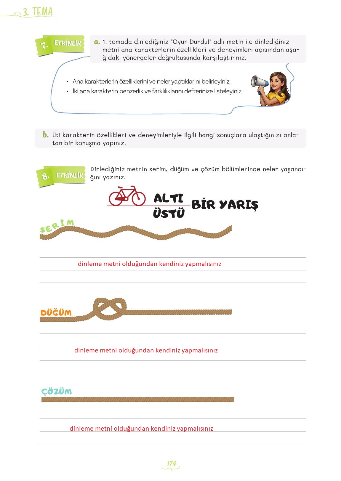 5. Sınıf Meb Yayınları Türkçe Ders Kitabı 1. Kitap Sayfa 174 Cevapları