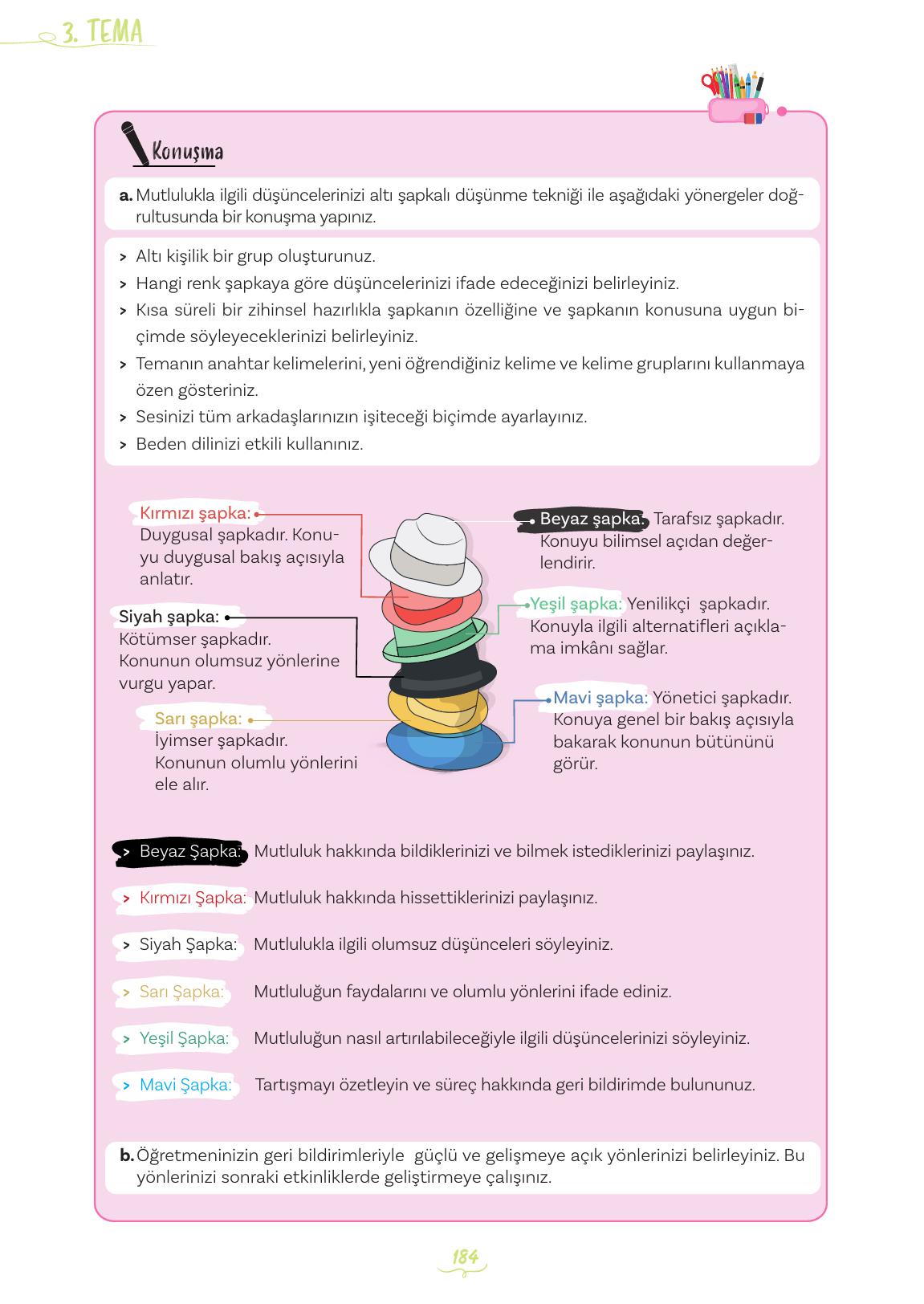 5. Sınıf Meb Yayınları Türkçe Ders Kitabı 1. Kitap Sayfa 184 Cevapları