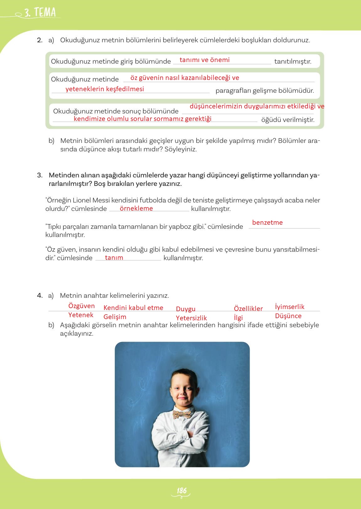 5. Sınıf Meb Yayınları Türkçe Ders Kitabı 1. Kitap Sayfa 186 Cevapları