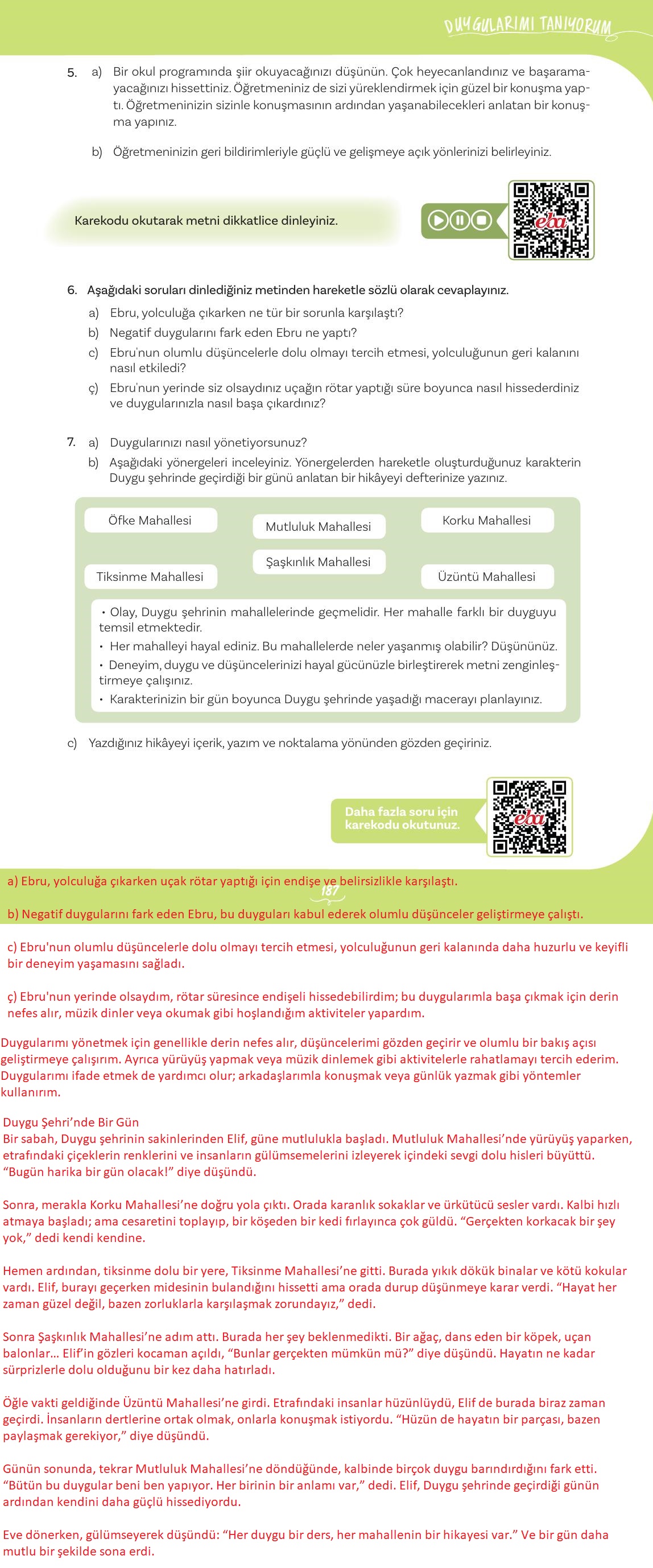 5. Sınıf Meb Yayınları Türkçe Ders Kitabı 1. Kitap Sayfa 187 Cevapları