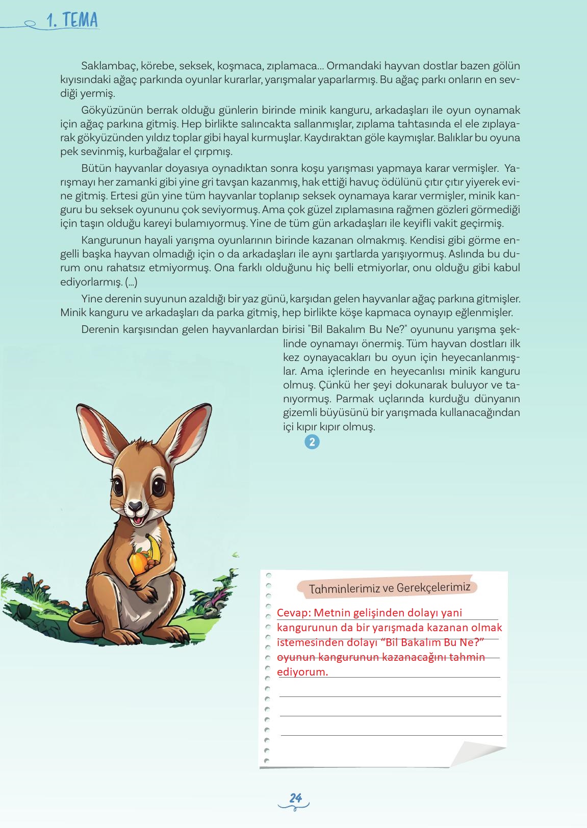 5. Sınıf Meb Yayınları Türkçe Ders Kitabı 1. Kitap Sayfa 24 Cevapları