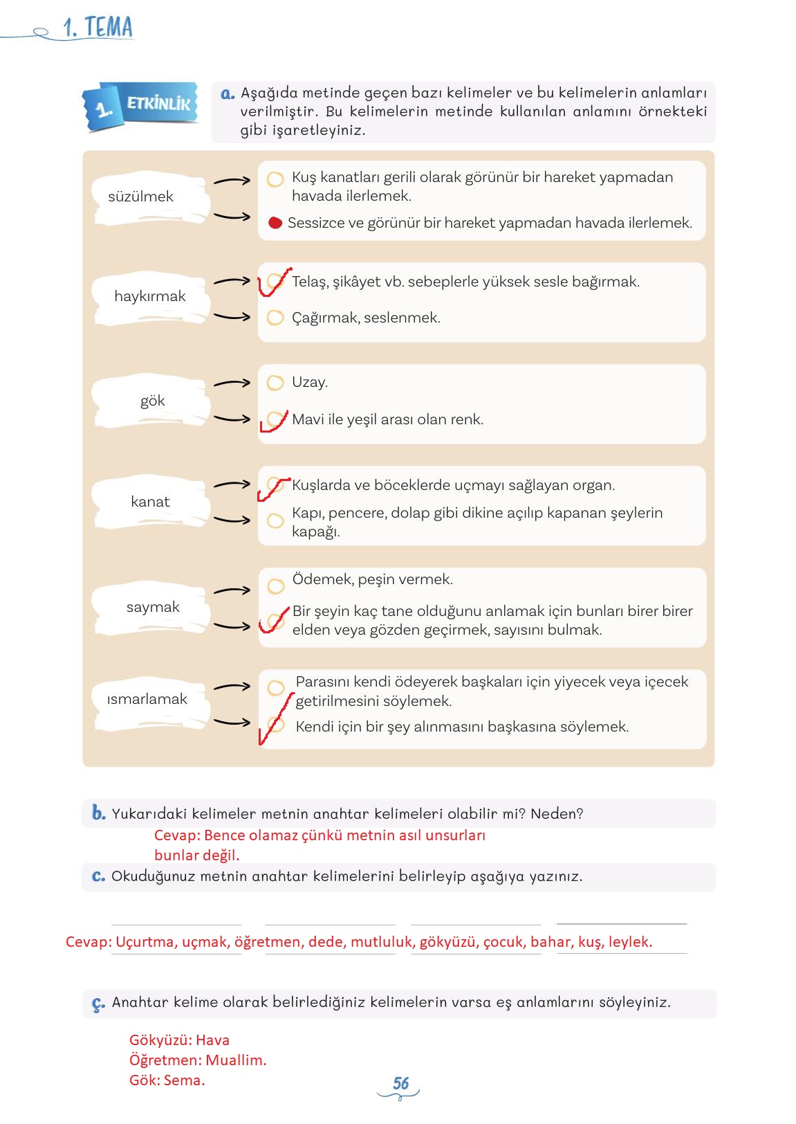 5. Sınıf Meb Yayınları Türkçe Ders Kitabı 1. Kitap Sayfa 56 Cevapları 5. Sınıf Meb Yayınları Türkçe Ders Kitabı 1. Kitap Sayfa 56 Cevapları