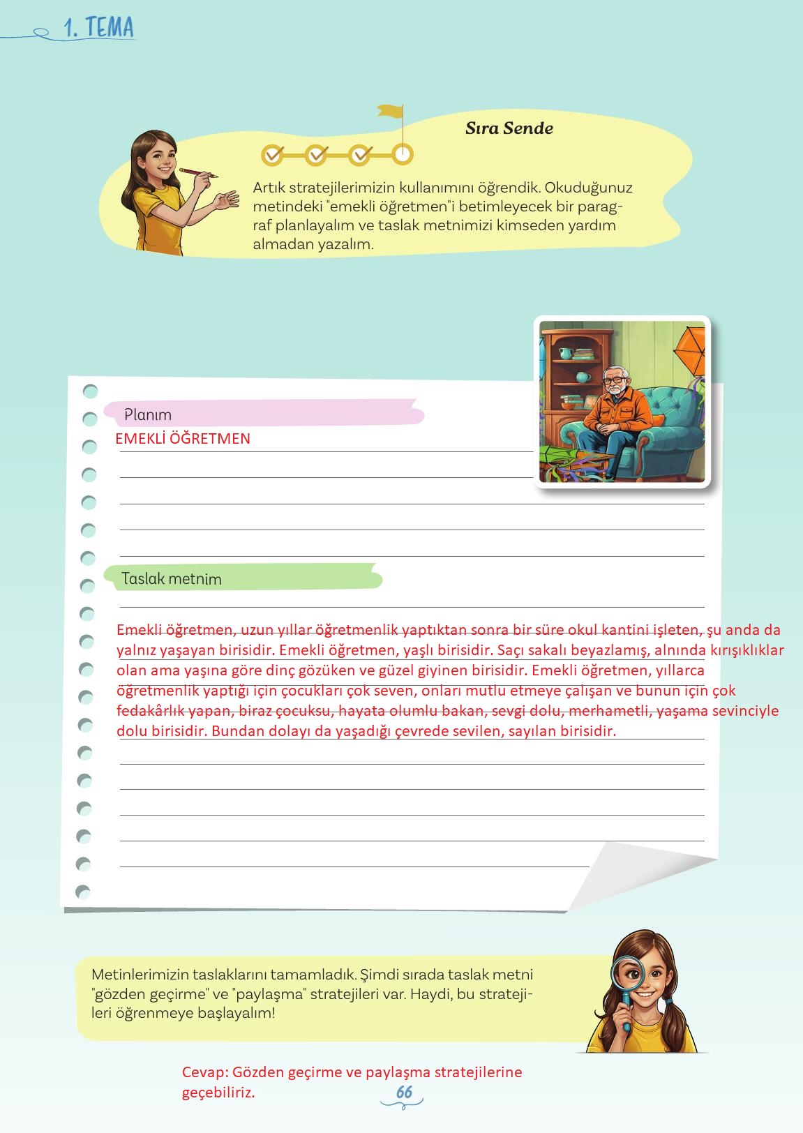 5. Sınıf Meb Yayınları Türkçe Ders Kitabı 1. Kitap Sayfa 66 Cevapları