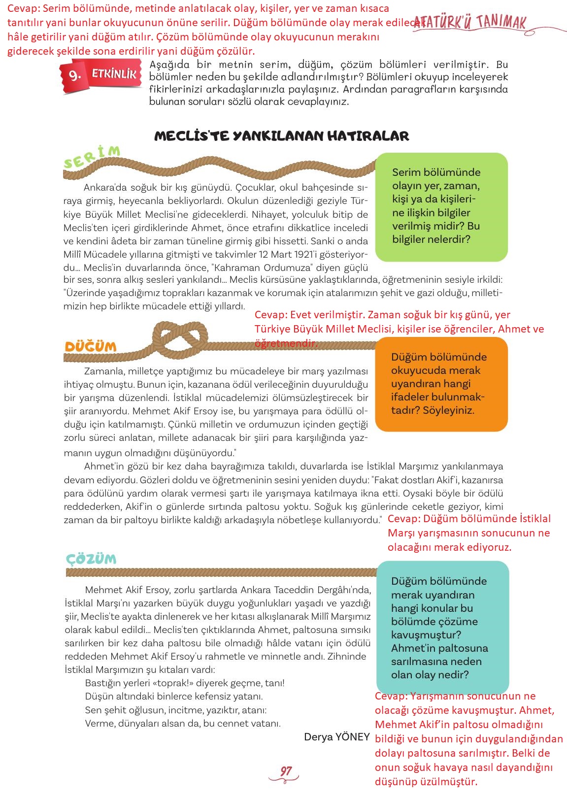 5. Sınıf Meb Yayınları Türkçe Ders Kitabı 1. Kitap Sayfa 97 Cevapları