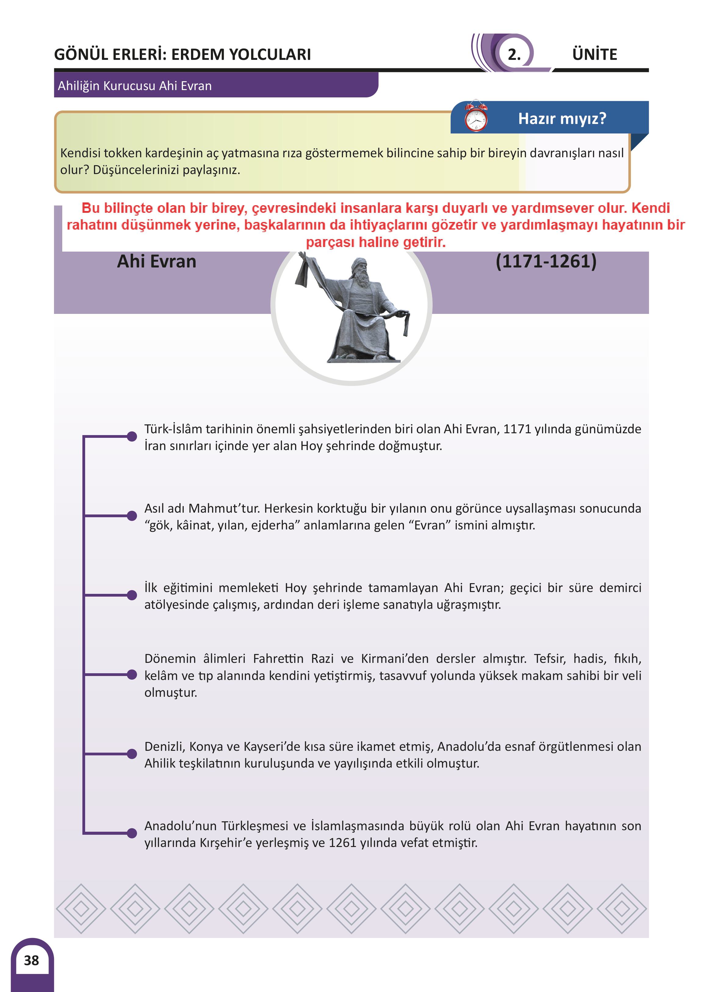 6. Sınıf Meb Yayınları Kültür Ve Medeniyetimize Yön Verenler Ders Kitabı 1. Kitap Sayfa 39 Cevapları