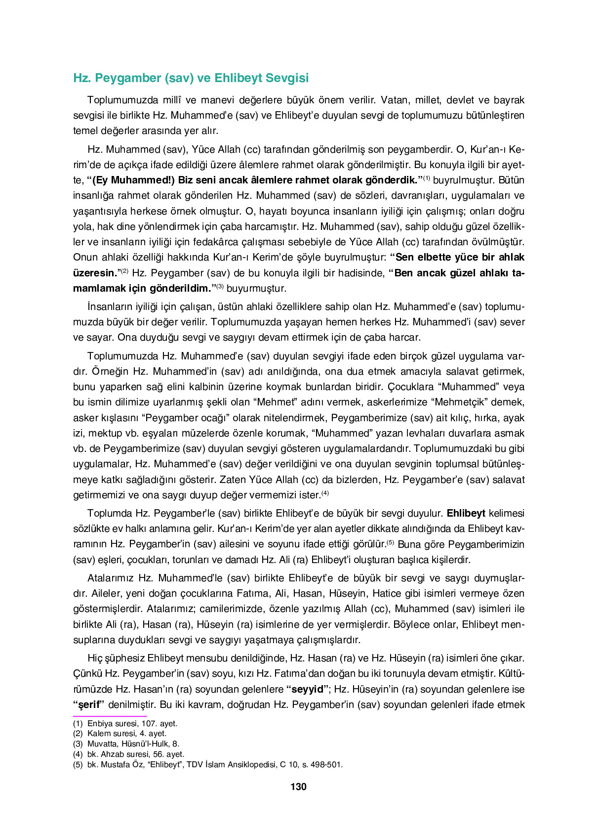 6. Sınıf Sdr İpekyolu Yayıncılık Din Kültürü Ve Ahlak Bilgisi Ders Kitabı Sayfa 130 Cevapları