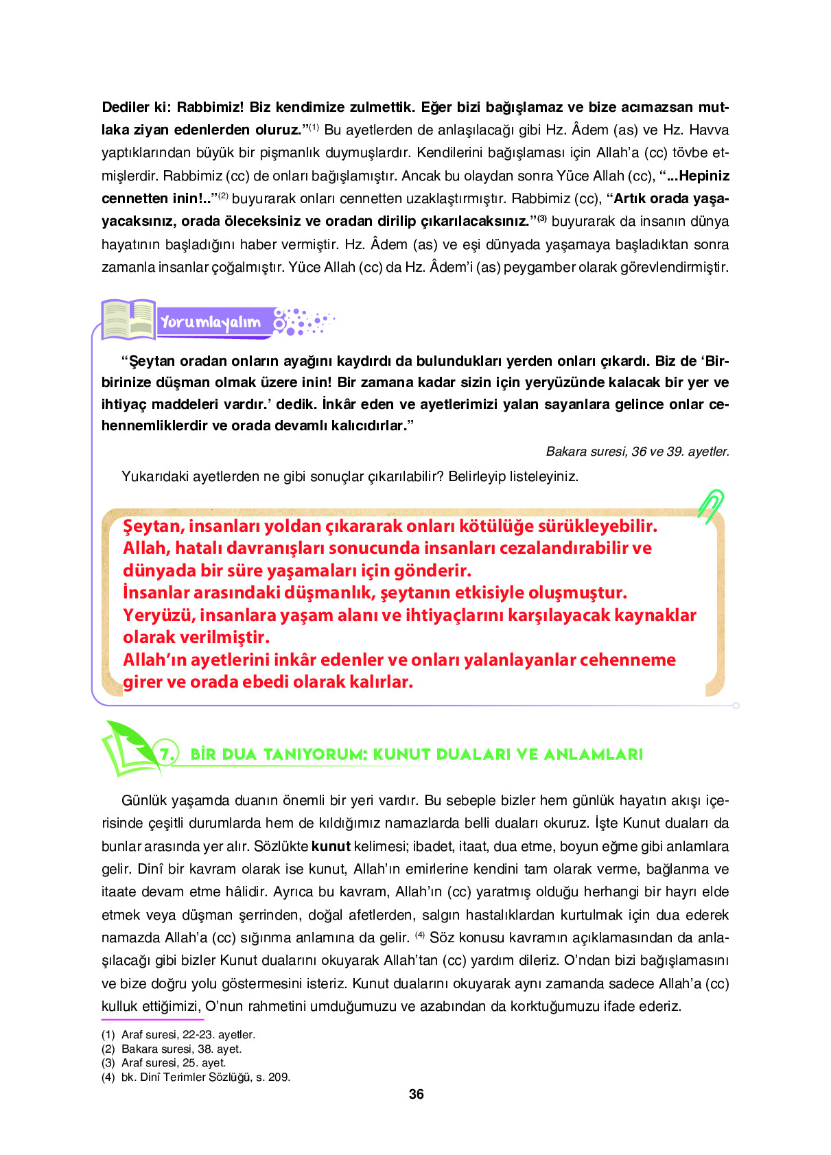 6. Sınıf Sdr İpekyolu Yayıncılık Din Kültürü Ve Ahlak Bilgisi Ders Kitabı Sayfa 36 Cevapları