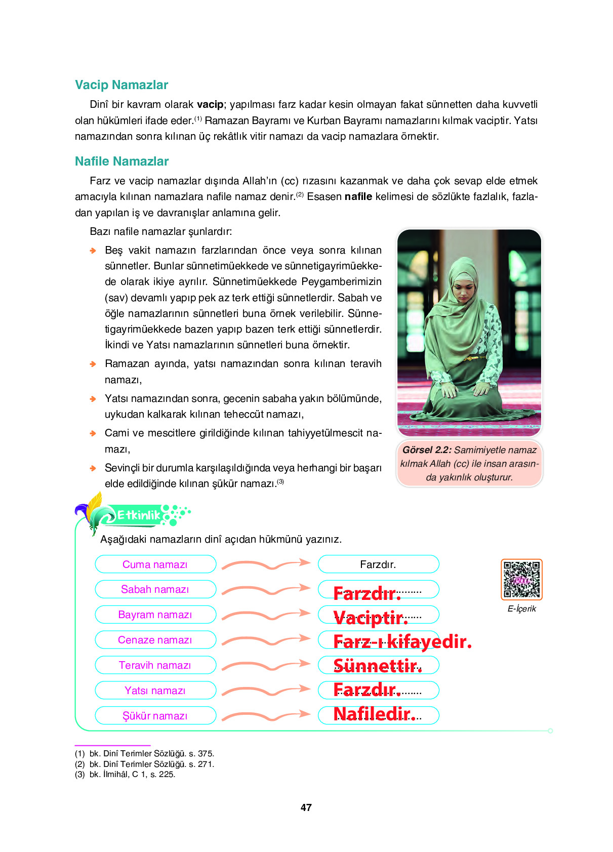 6. Sınıf Sdr İpekyolu Yayıncılık Din Kültürü Ve Ahlak Bilgisi Ders Kitabı Sayfa 47 Cevapları