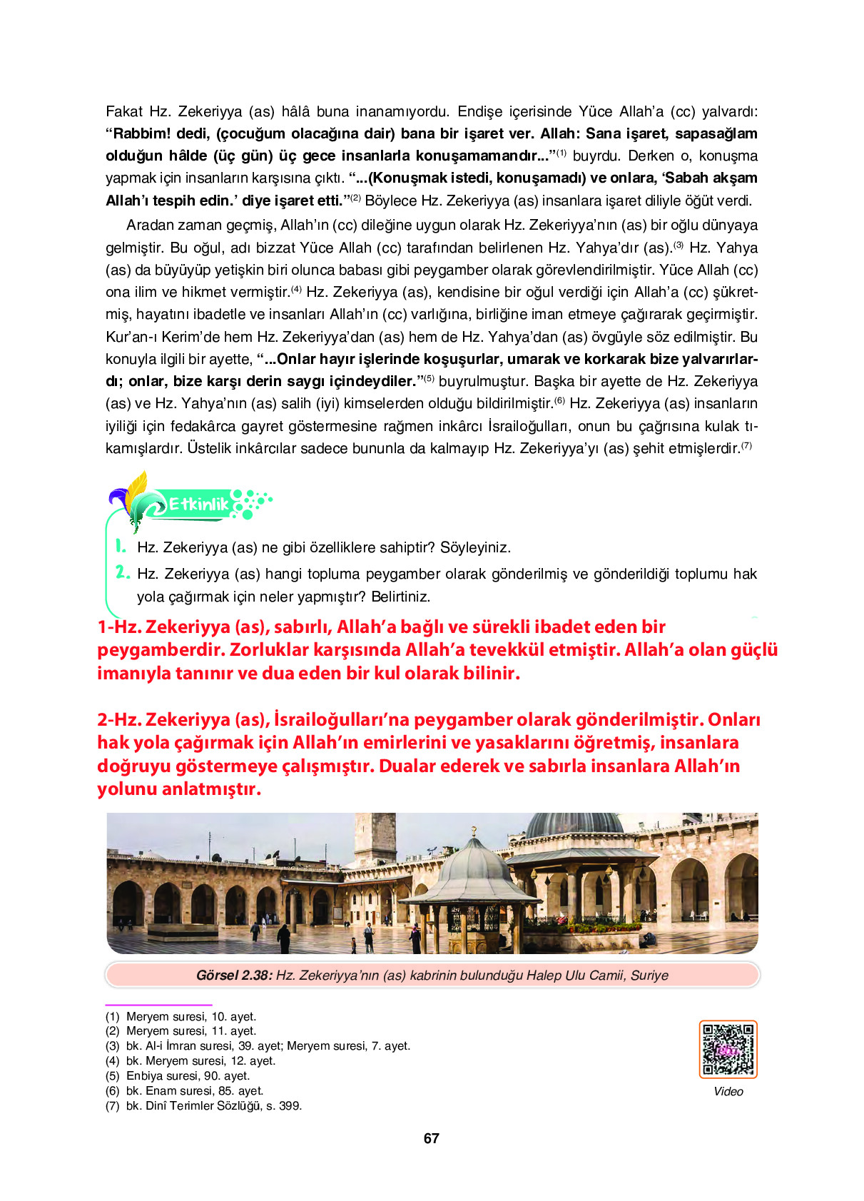 6. Sınıf Sdr İpekyolu Yayıncılık Din Kültürü Ve Ahlak Bilgisi Ders Kitabı Sayfa 67 Cevapları