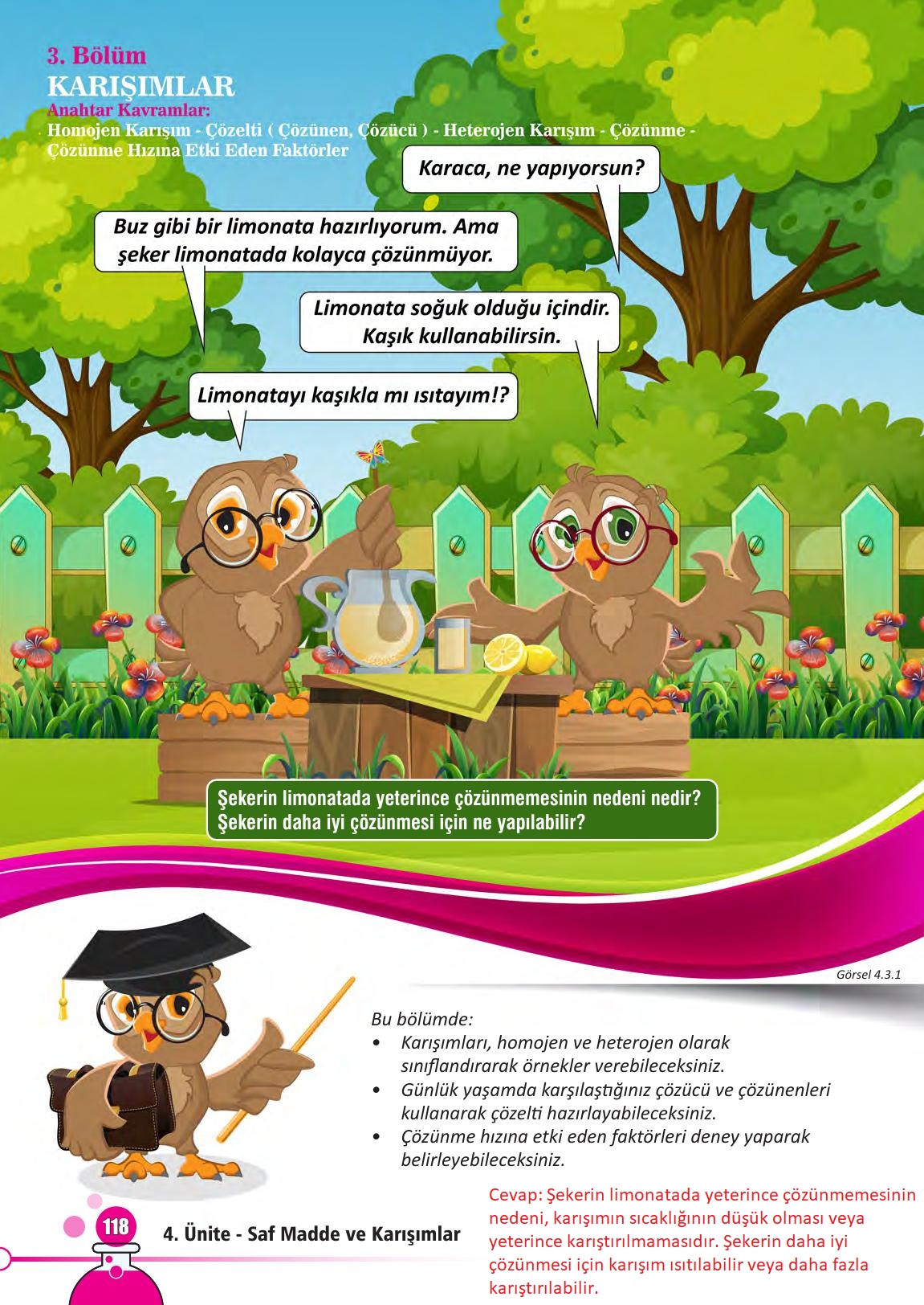 7. Sınıf Meb Yayınları Fen Bilimleri Ders Kitabı Sayfa 118 Cevapları