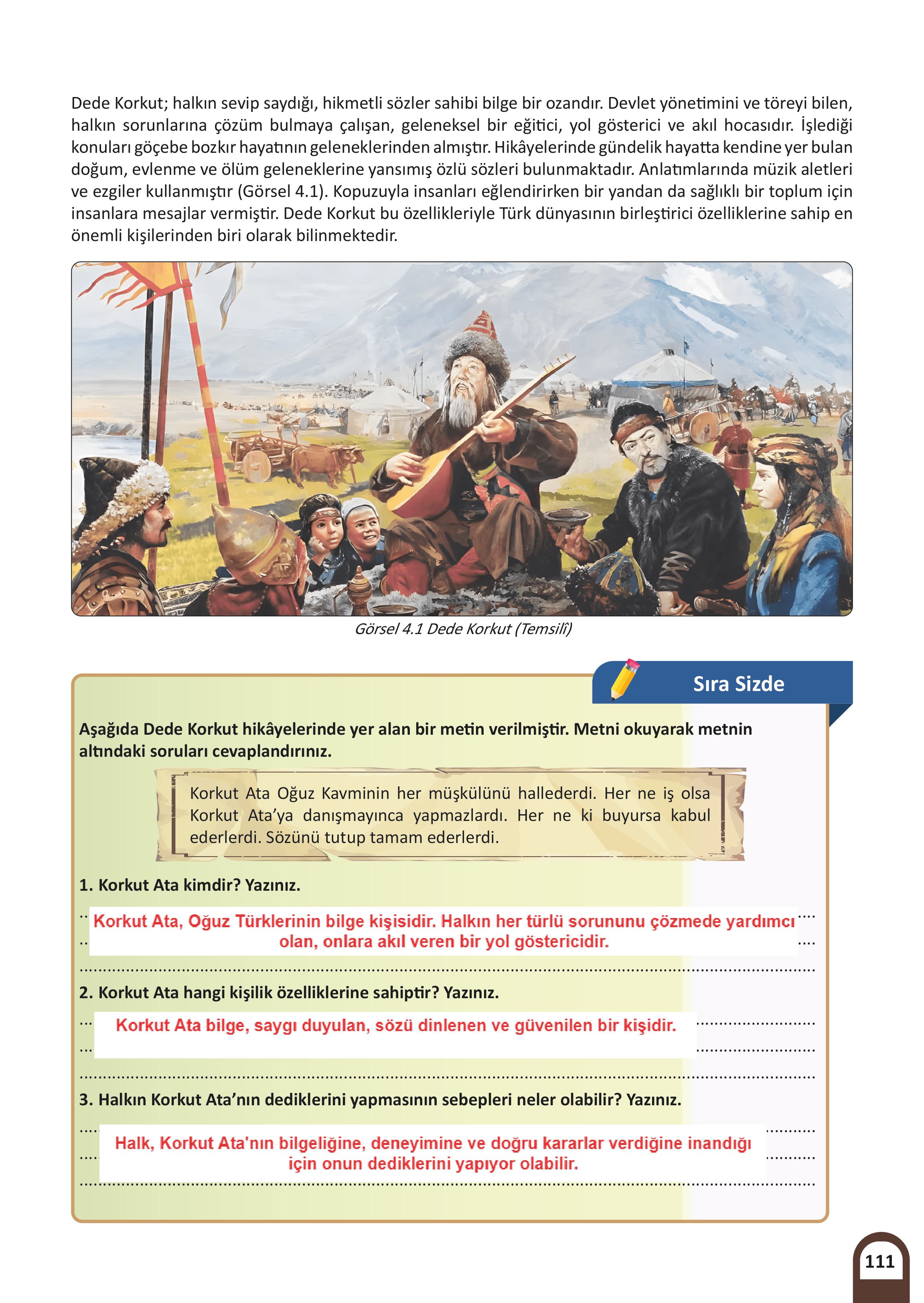 7. Sınıf Meb Yayınları Kültür Ve Medeniyetimize Yön Verenler Ders Kitabı 1. Kitap Sayfa 112 Cevapları