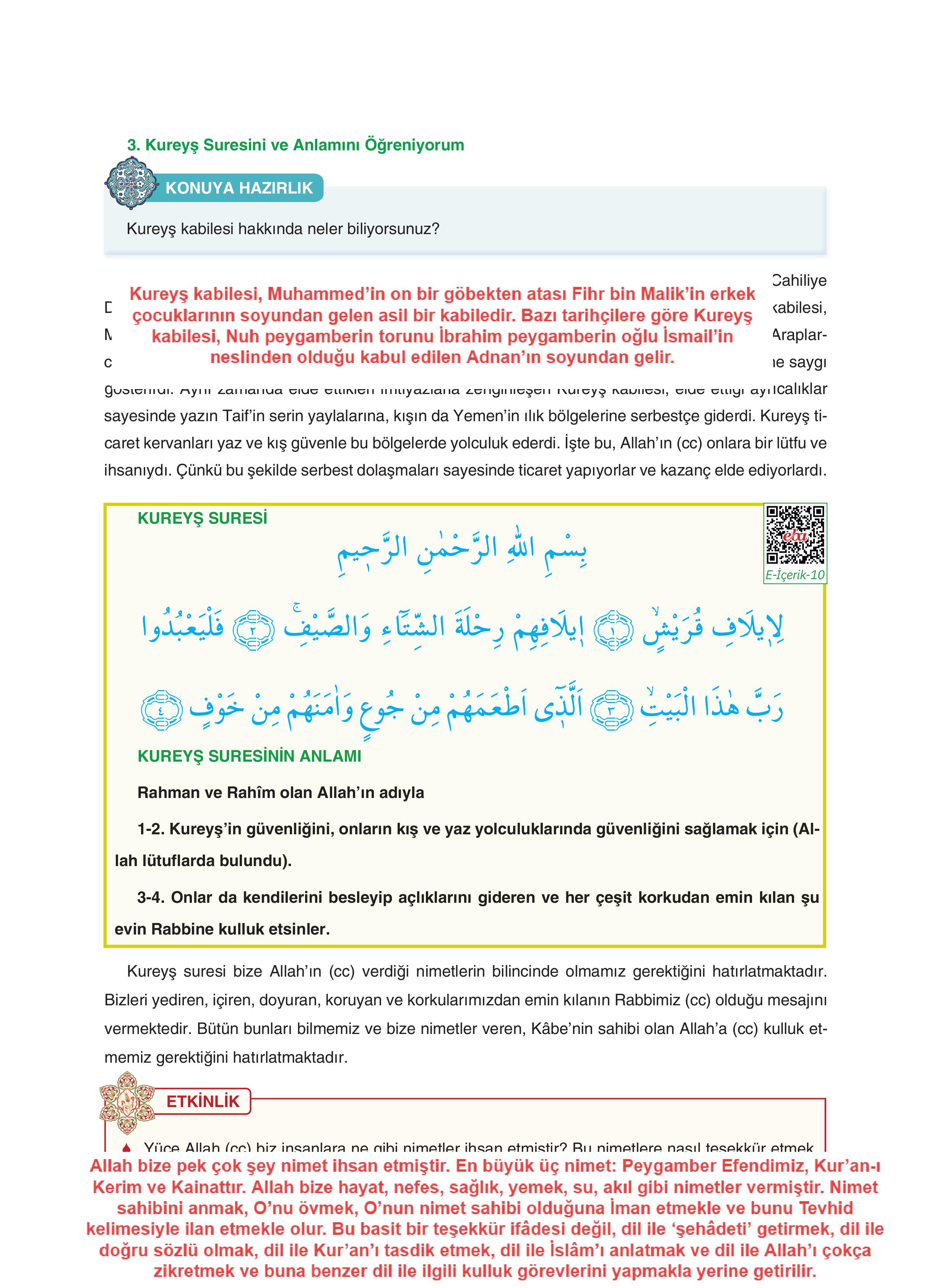 7. Sınıf Sdr Yayıncılık Kuran-ı Kerim Ders Kitabı Sayfa 109 Cevapları