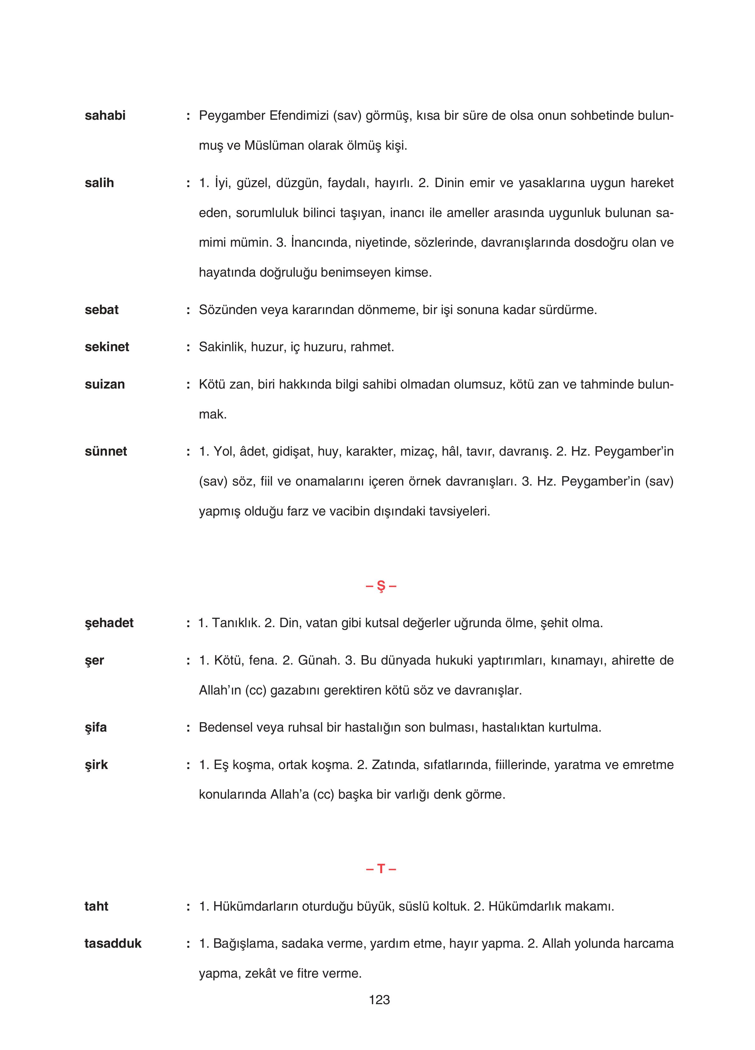 7. Sınıf Sdr Yayıncılık Kuran-ı Kerim Ders Kitabı Sayfa 123 Cevapları