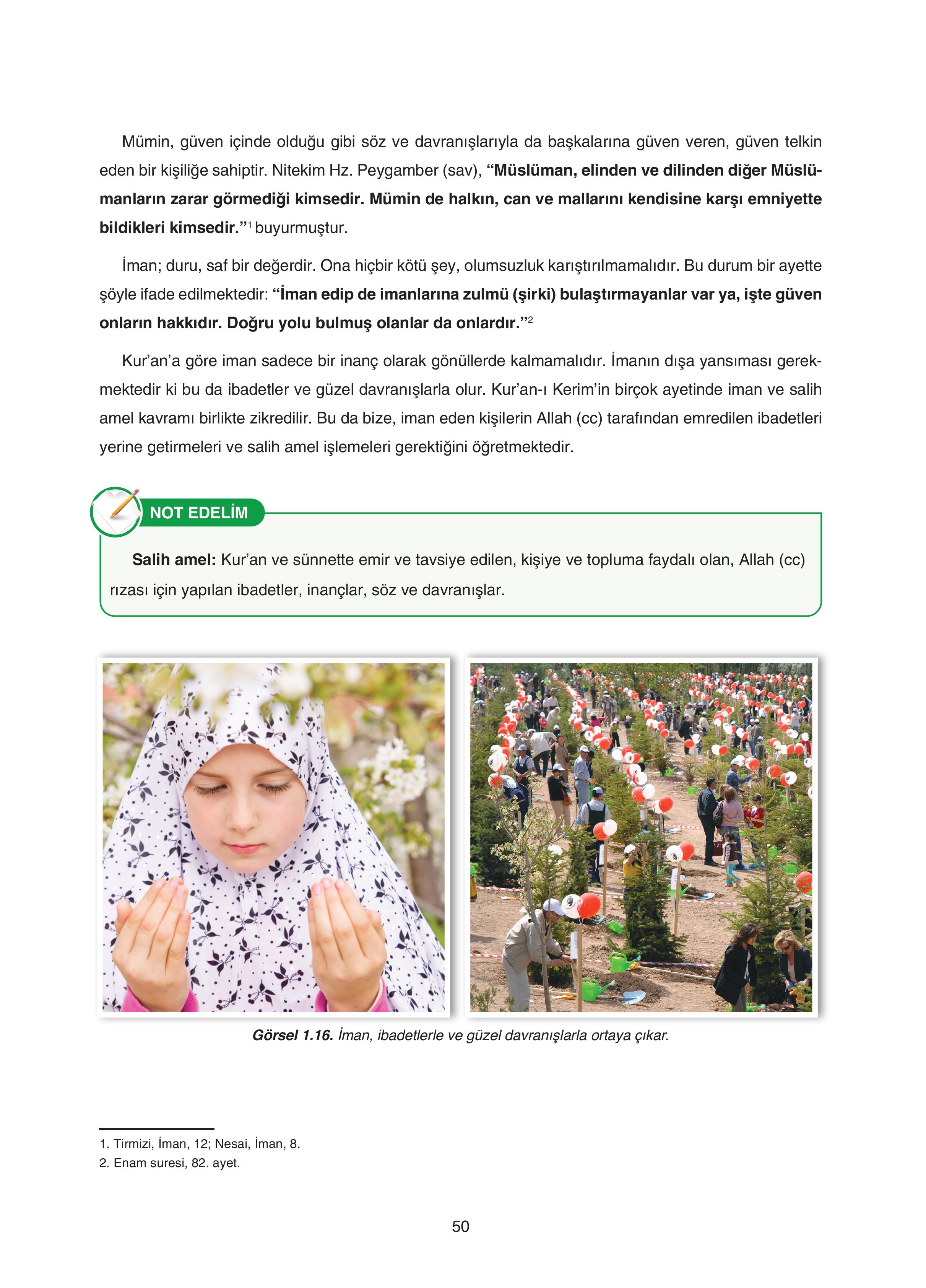 7. Sınıf Sdr Yayıncılık Kuran-ı Kerim Ders Kitabı Sayfa 50 Cevapları