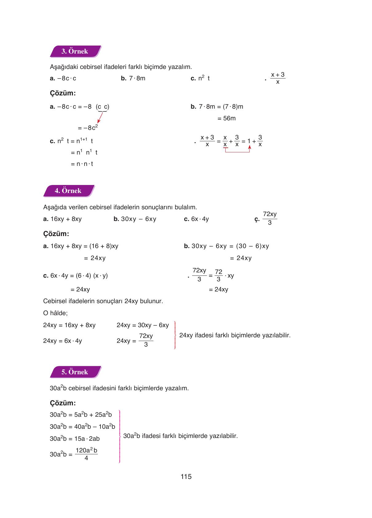 8. Sınıf Ada Yayıncılık Matematik Ders Kitabı Sayfa 115 Cevapları
