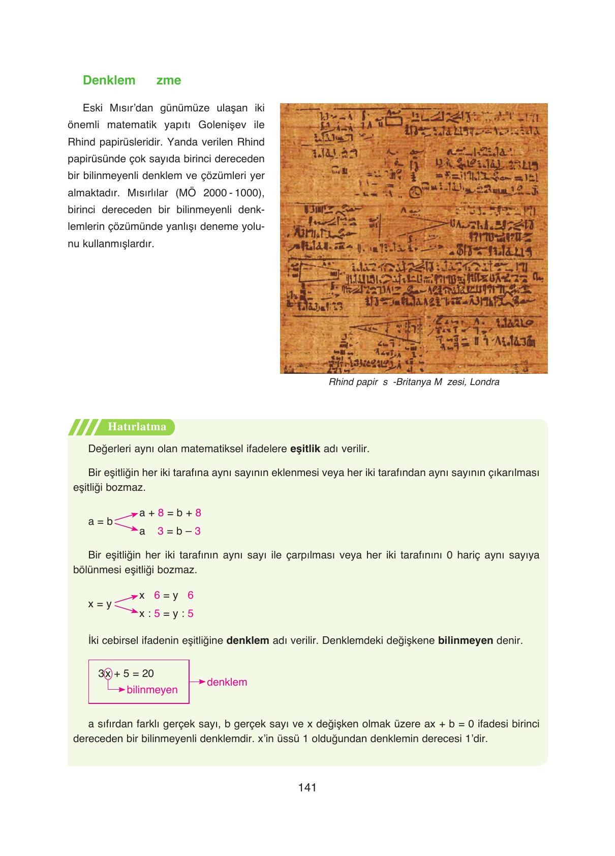 8. Sınıf Ada Yayıncılık Matematik Ders Kitabı Sayfa 141 Cevapları 8. Sınıf Ada Yayıncılık Matematik Ders Kitabı Sayfa 141 Cevapları