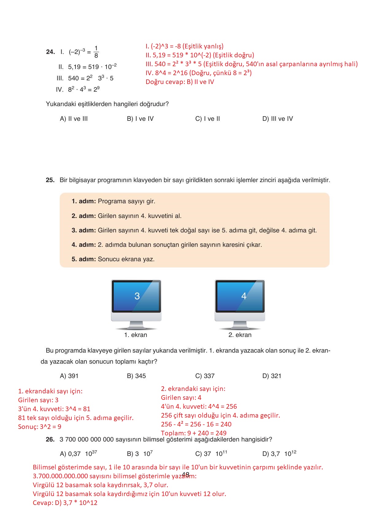 8. Sınıf Ada Yayıncılık Matematik Ders Kitabı Sayfa 48 Cevapları