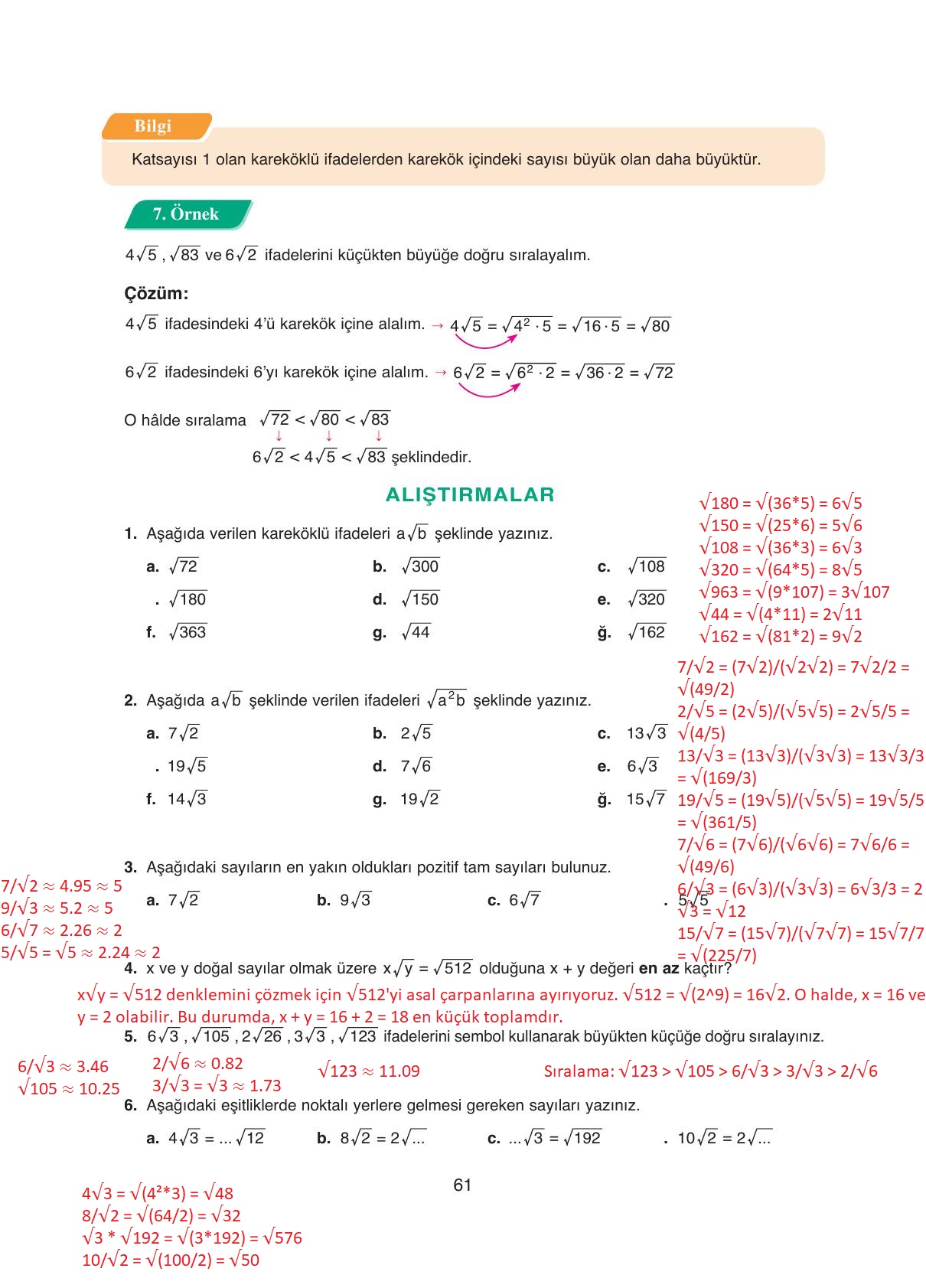 8. Sınıf Ada Yayıncılık Matematik Ders Kitabı Sayfa 61 Cevapları 8. Sınıf Ada Yayıncılık Matematik Ders Kitabı Sayfa 61 Cevapları