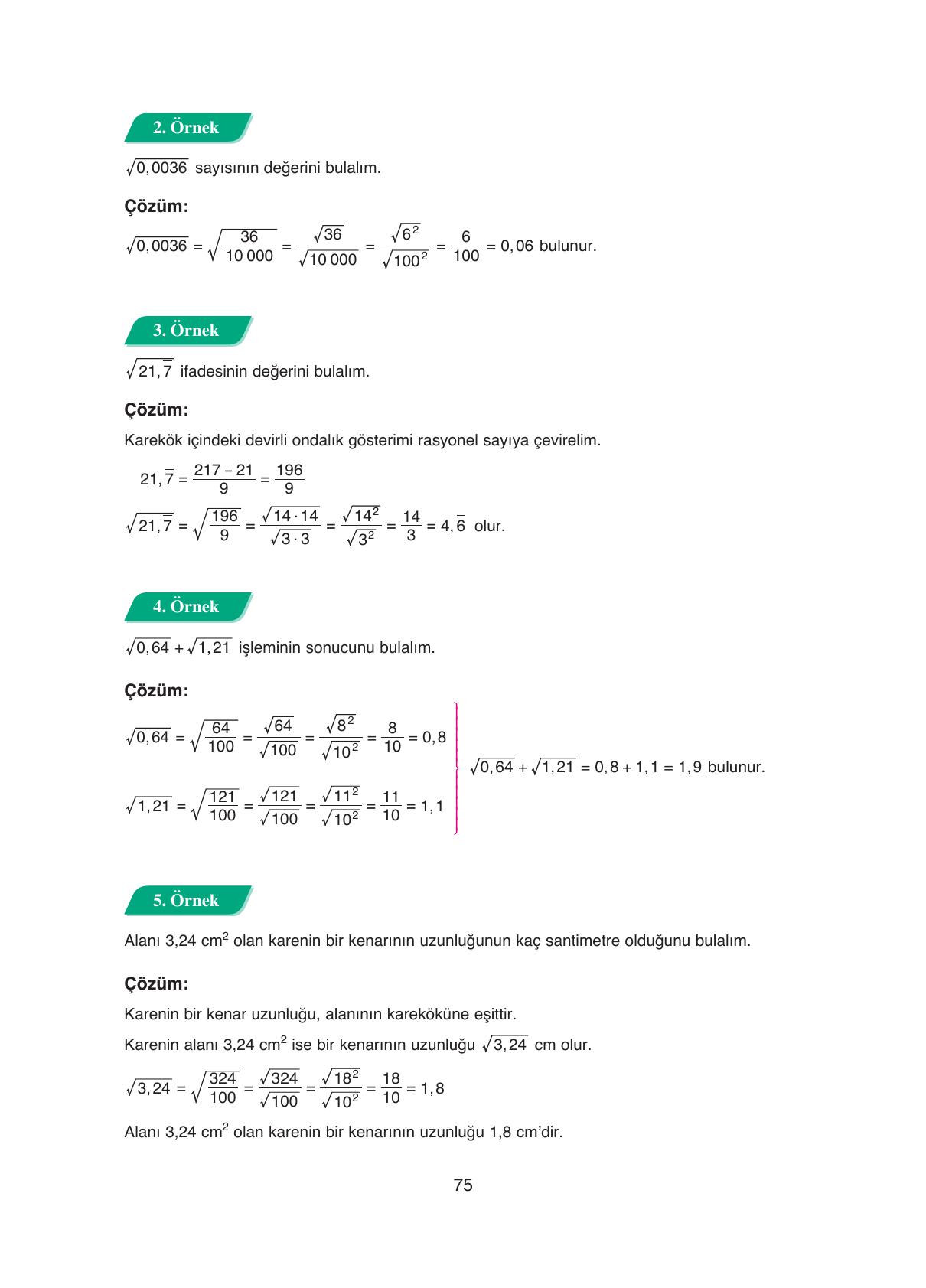8. Sınıf Ada Yayıncılık Matematik Ders Kitabı Sayfa 75 Cevapları
