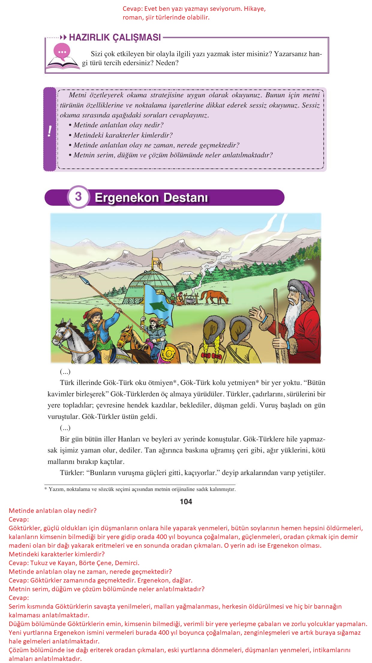 8. Sınıf Hecce Yayıncılık Türkçe Ders Kitabı Sayfa 104 Cevapları 8. Sınıf Hecce Yayıncılık Türkçe Ders Kitabı Sayfa 104 Cevapları
