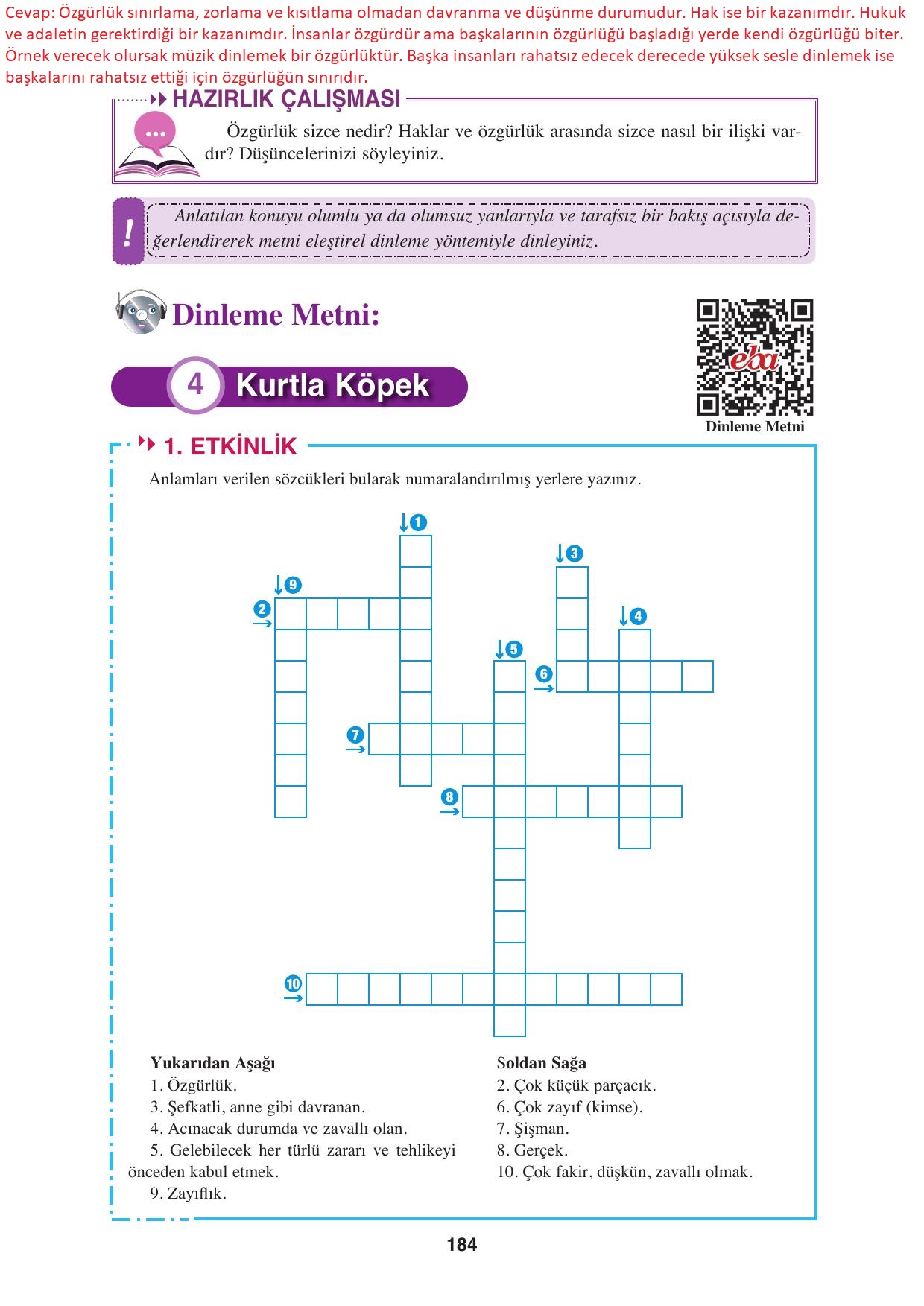 8. Sınıf Hecce Yayıncılık Türkçe Ders Kitabı Sayfa 184 Cevapları 8. Sınıf Hecce Yayıncılık Türkçe Ders Kitabı Sayfa 184 Cevapları
