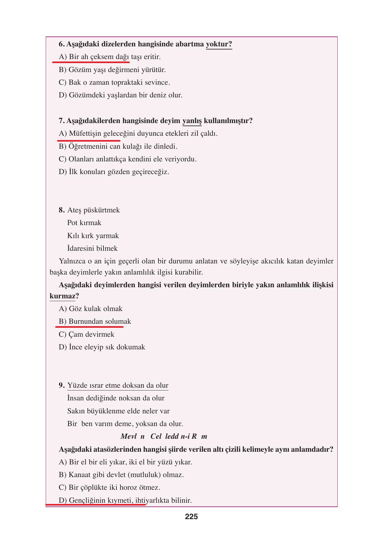 8. Sınıf Hecce Yayıncılık Türkçe Ders Kitabı Sayfa 225 Cevapları 8. Sınıf Hecce Yayıncılık Türkçe Ders Kitabı Sayfa 225 Cevapları