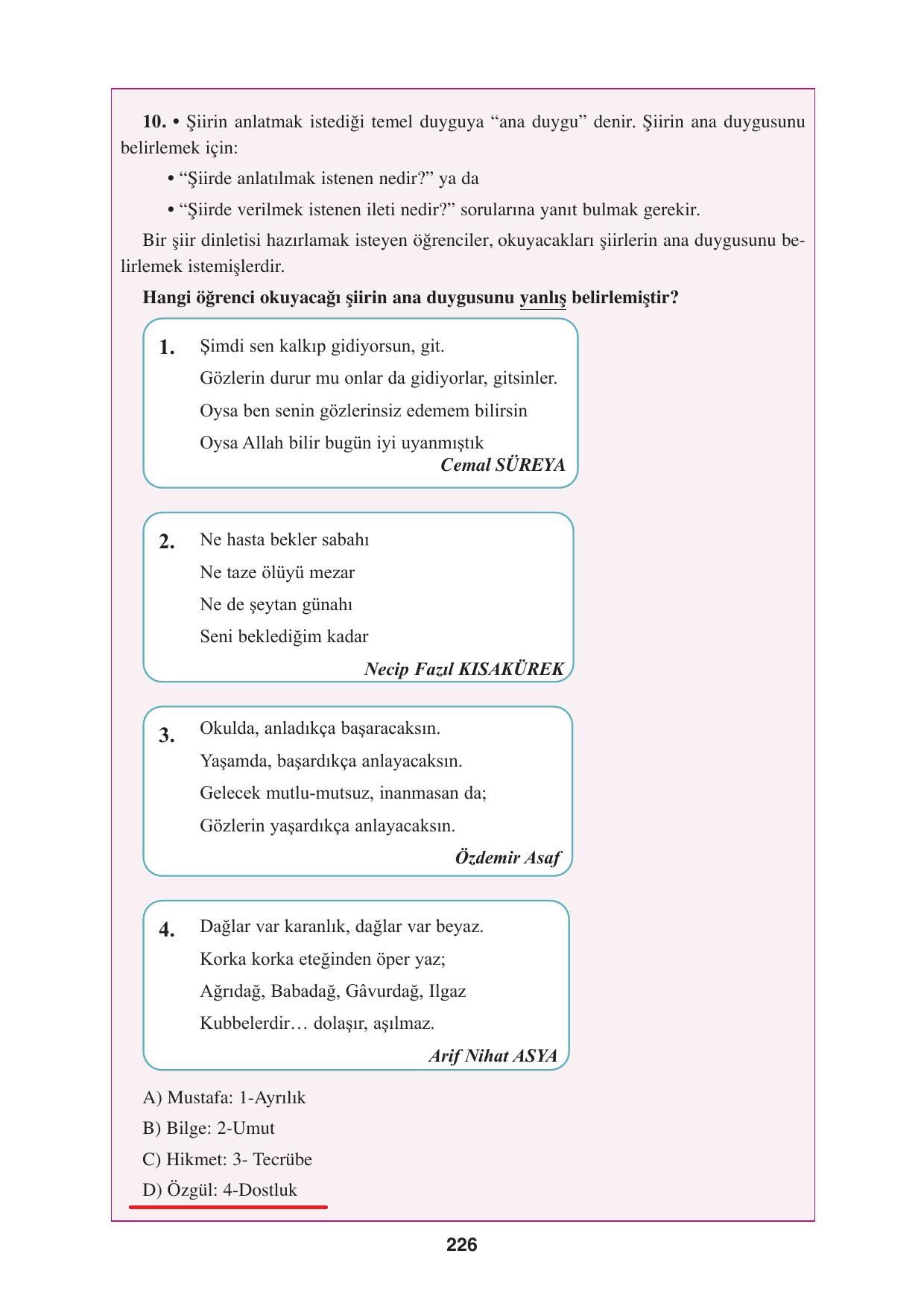 8. Sınıf Hecce Yayıncılık Türkçe Ders Kitabı Sayfa 226 Cevapları 8. Sınıf Hecce Yayıncılık Türkçe Ders Kitabı Sayfa 226 Cevapları