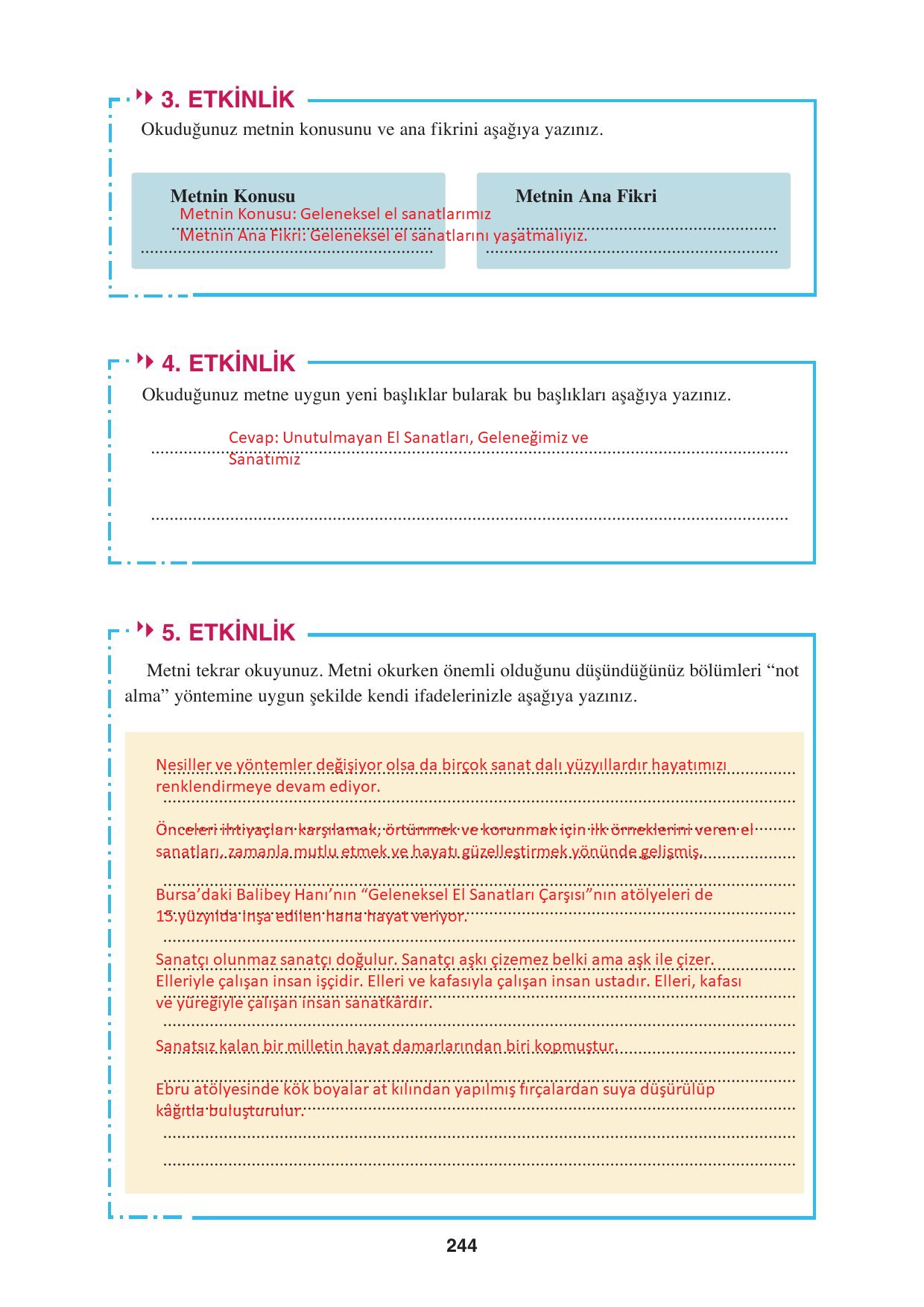 8. Sınıf Hecce Yayıncılık Türkçe Ders Kitabı Sayfa 244 Cevapları 8. Sınıf Hecce Yayıncılık Türkçe Ders Kitabı Sayfa 244 Cevapları