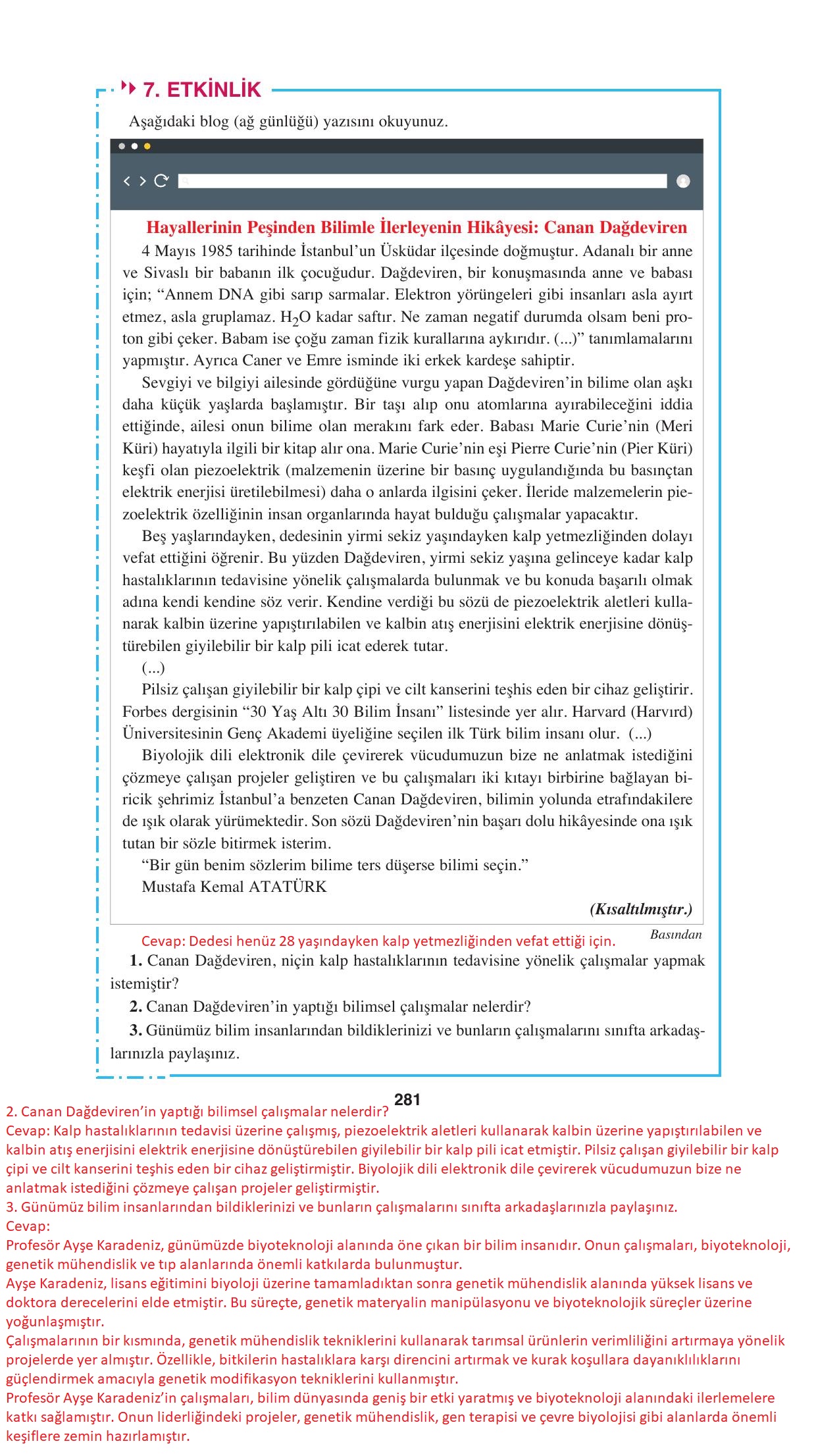 8. Sınıf Hecce Yayıncılık Türkçe Ders Kitabı Sayfa 281 Cevapları 8. Sınıf Hecce Yayıncılık Türkçe Ders Kitabı Sayfa 281 Cevapları