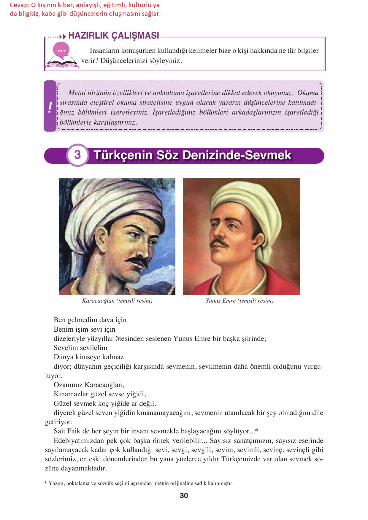 8. Sınıf Hecce Yayıncılık Türkçe Ders Kitabı Sayfa 30 Cevapları 8. Sınıf Hecce Yayıncılık Türkçe Ders Kitabı Sayfa 30 Cevapları