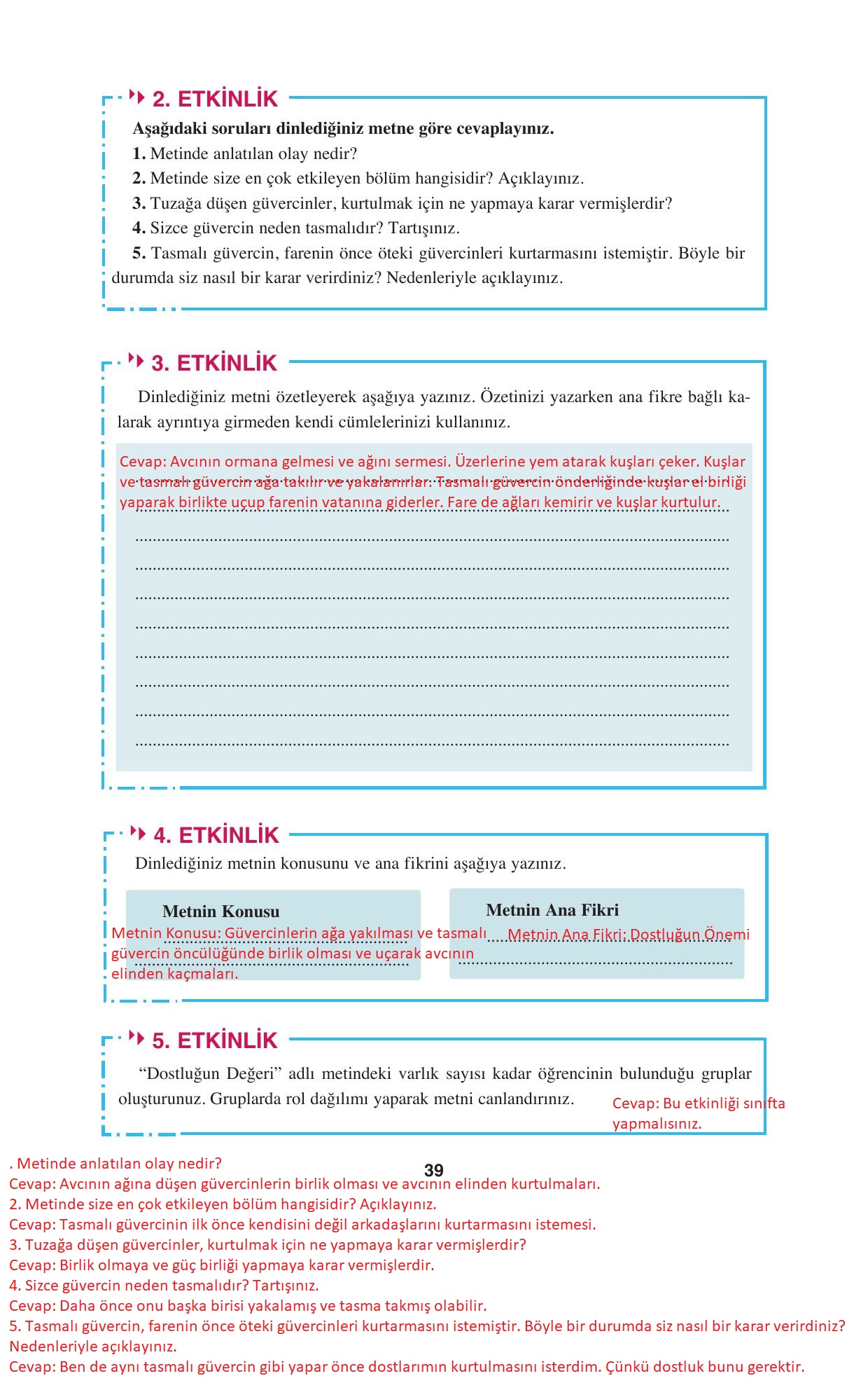 8. Sınıf Hecce Yayıncılık Türkçe Ders Kitabı Sayfa 39 Cevapları 8. Sınıf Hecce Yayıncılık Türkçe Ders Kitabı Sayfa 39 Cevapları