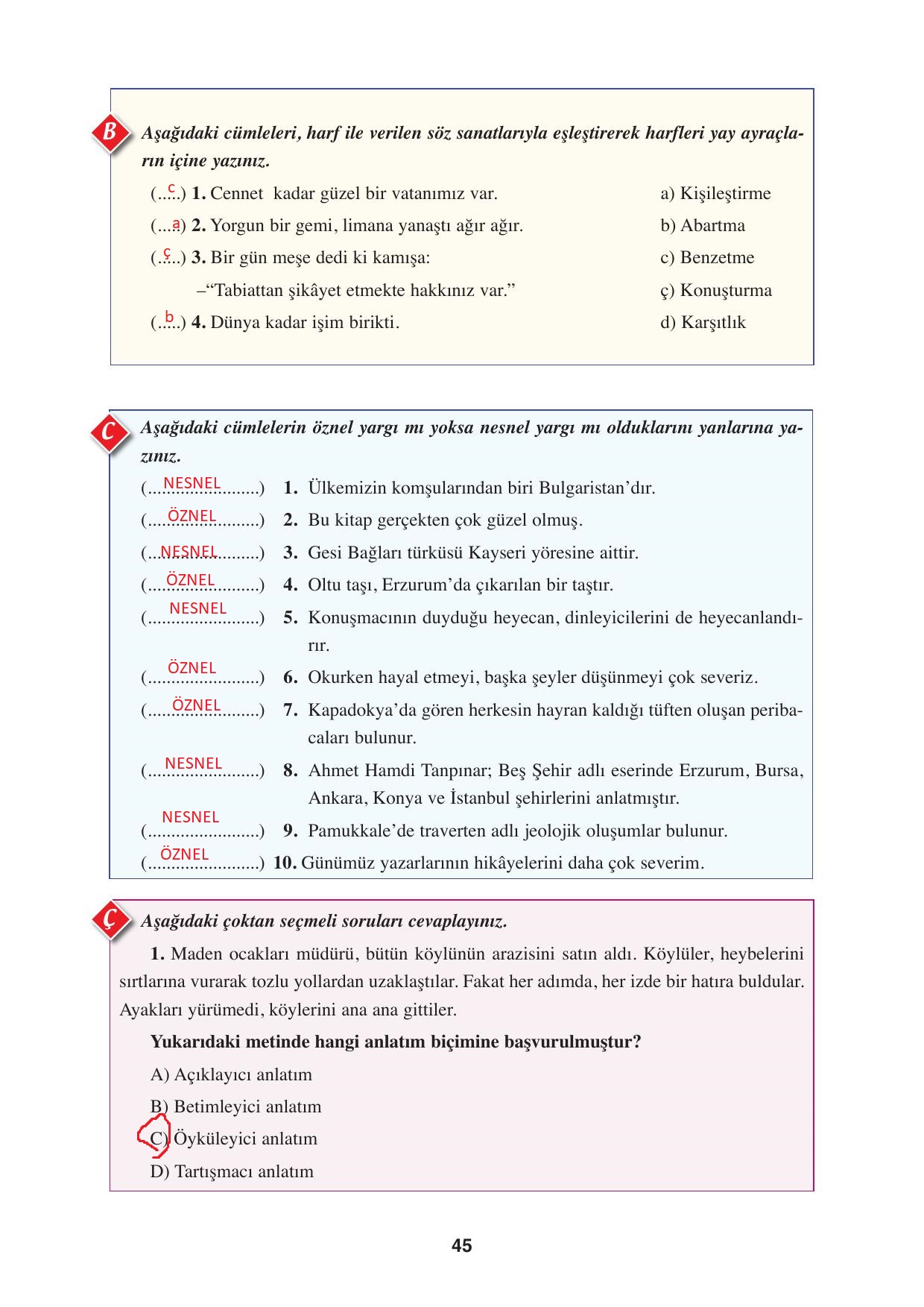 8. Sınıf Hecce Yayıncılık Türkçe Ders Kitabı Sayfa 45 Cevapları 8. Sınıf Hecce Yayıncılık Türkçe Ders Kitabı Sayfa 45 Cevapları