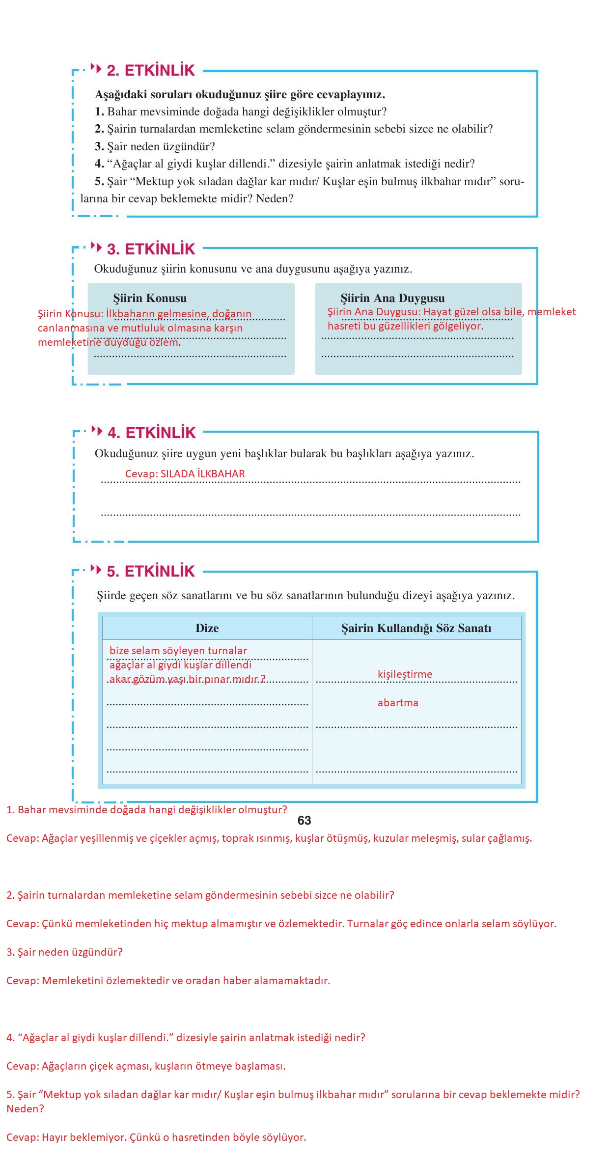 8. Sınıf Hecce Yayıncılık Türkçe Ders Kitabı Sayfa 63 Cevapları 8. Sınıf Hecce Yayıncılık Türkçe Ders Kitabı Sayfa 63 Cevapları