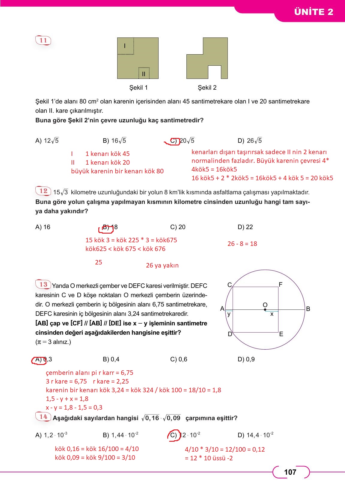 8. Sınıf Meb Yayınları Matematik Ders Kitabı Sayfa 107 Cevapları