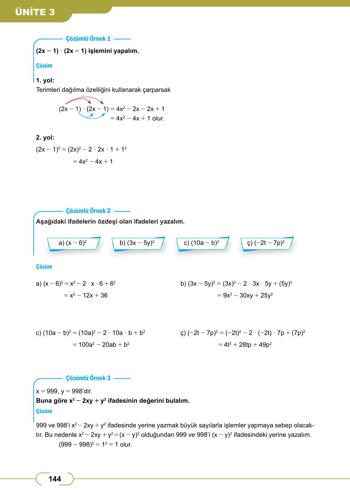 8. Sınıf Meb Yayınları Matematik Ders Kitabı Sayfa 144 Cevapları 8. Sınıf Meb Yayınları Matematik Ders Kitabı Sayfa 144 Cevapları