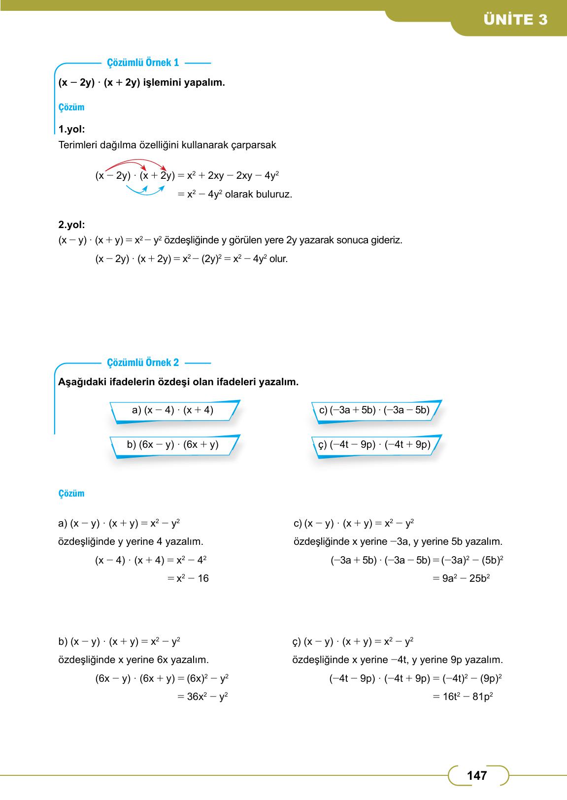 8. Sınıf Meb Yayınları Matematik Ders Kitabı Sayfa 147 Cevapları