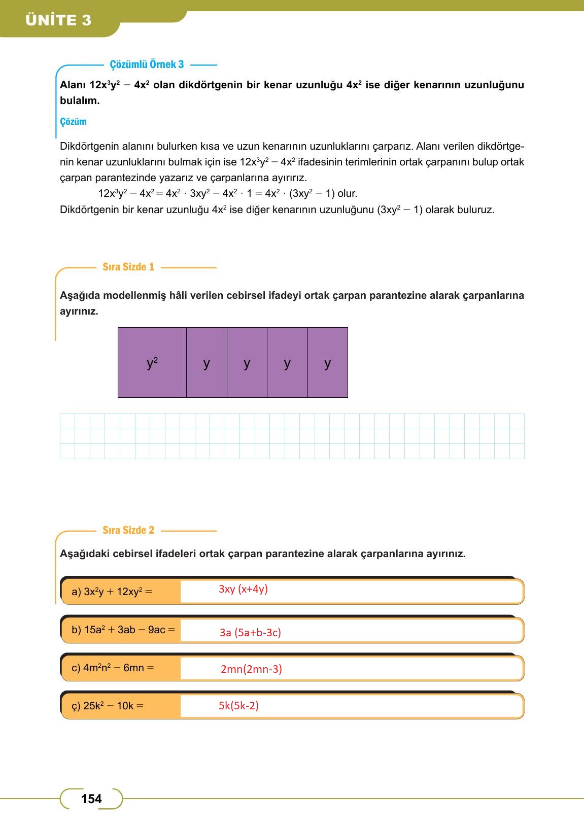 8. Sınıf Meb Yayınları Matematik Ders Kitabı Sayfa 154 Cevapları