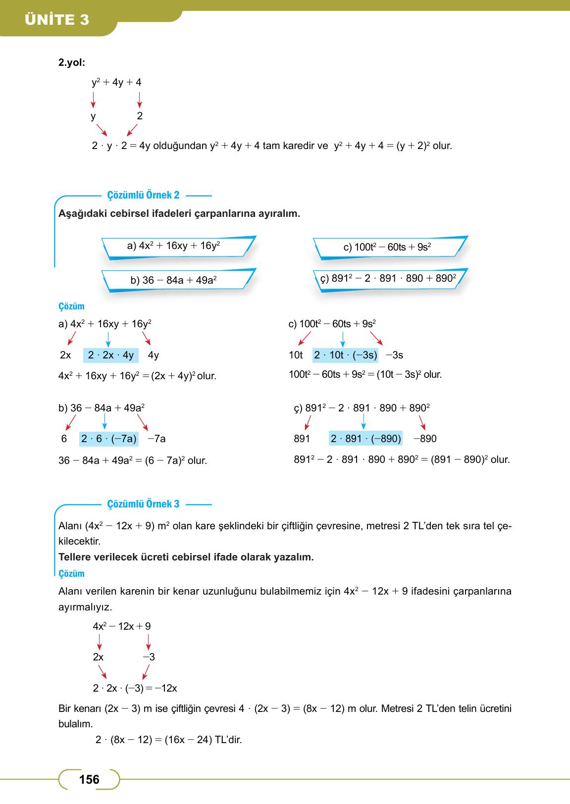 8. Sınıf Meb Yayınları Matematik Ders Kitabı Sayfa 156 Cevapları