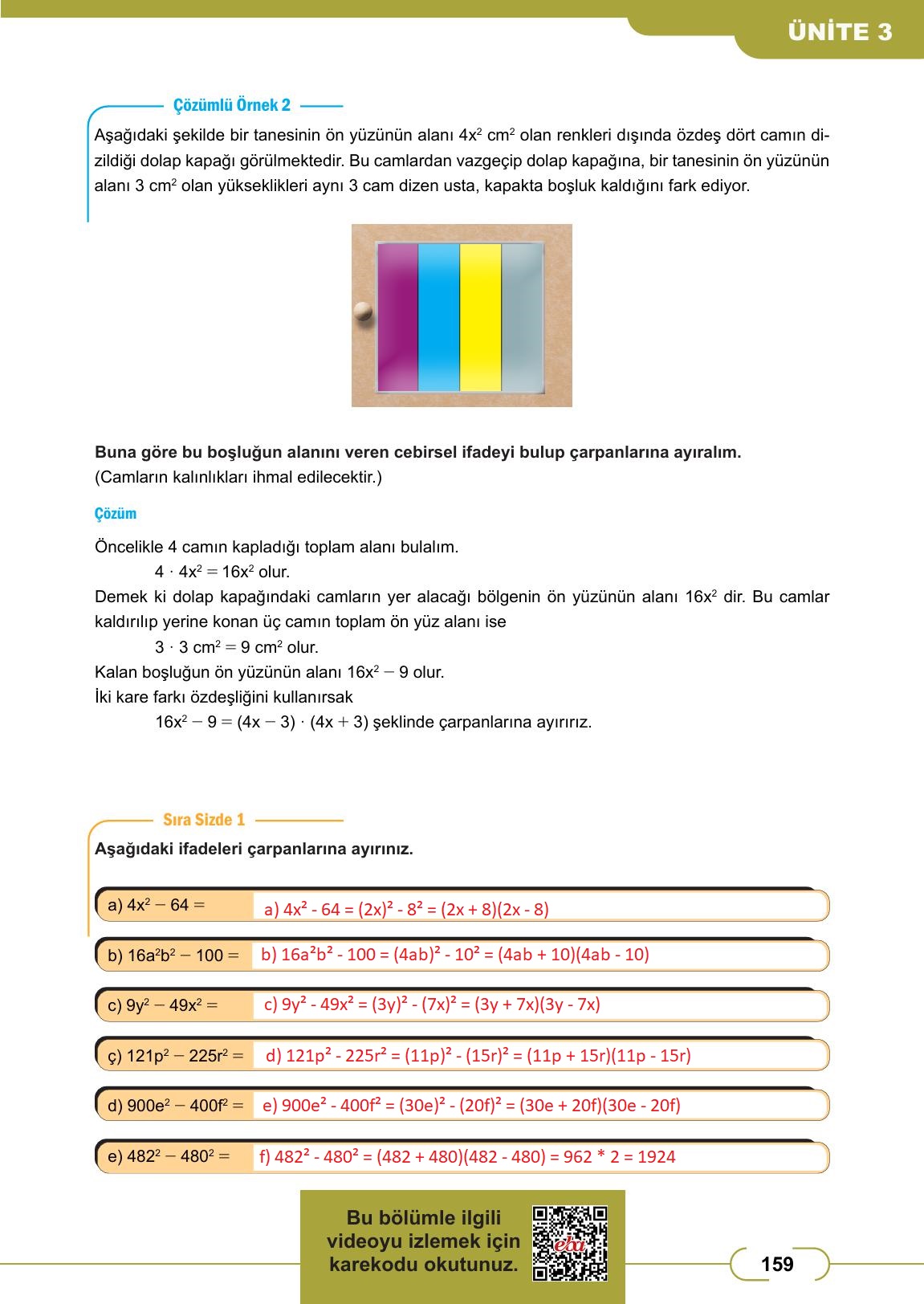 8. Sınıf Meb Yayınları Matematik Ders Kitabı Sayfa 159 Cevapları 8. Sınıf Meb Yayınları Matematik Ders Kitabı Sayfa 159 Cevapları