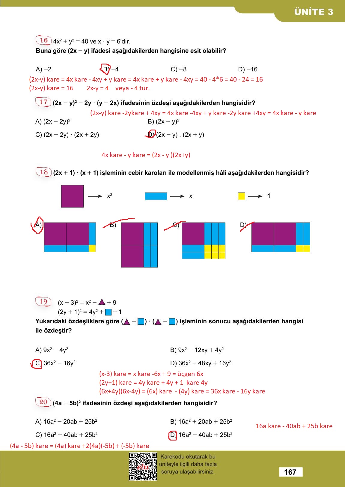 8. Sınıf Meb Yayınları Matematik Ders Kitabı Sayfa 167 Cevapları 8. Sınıf Meb Yayınları Matematik Ders Kitabı Sayfa 167 Cevapları