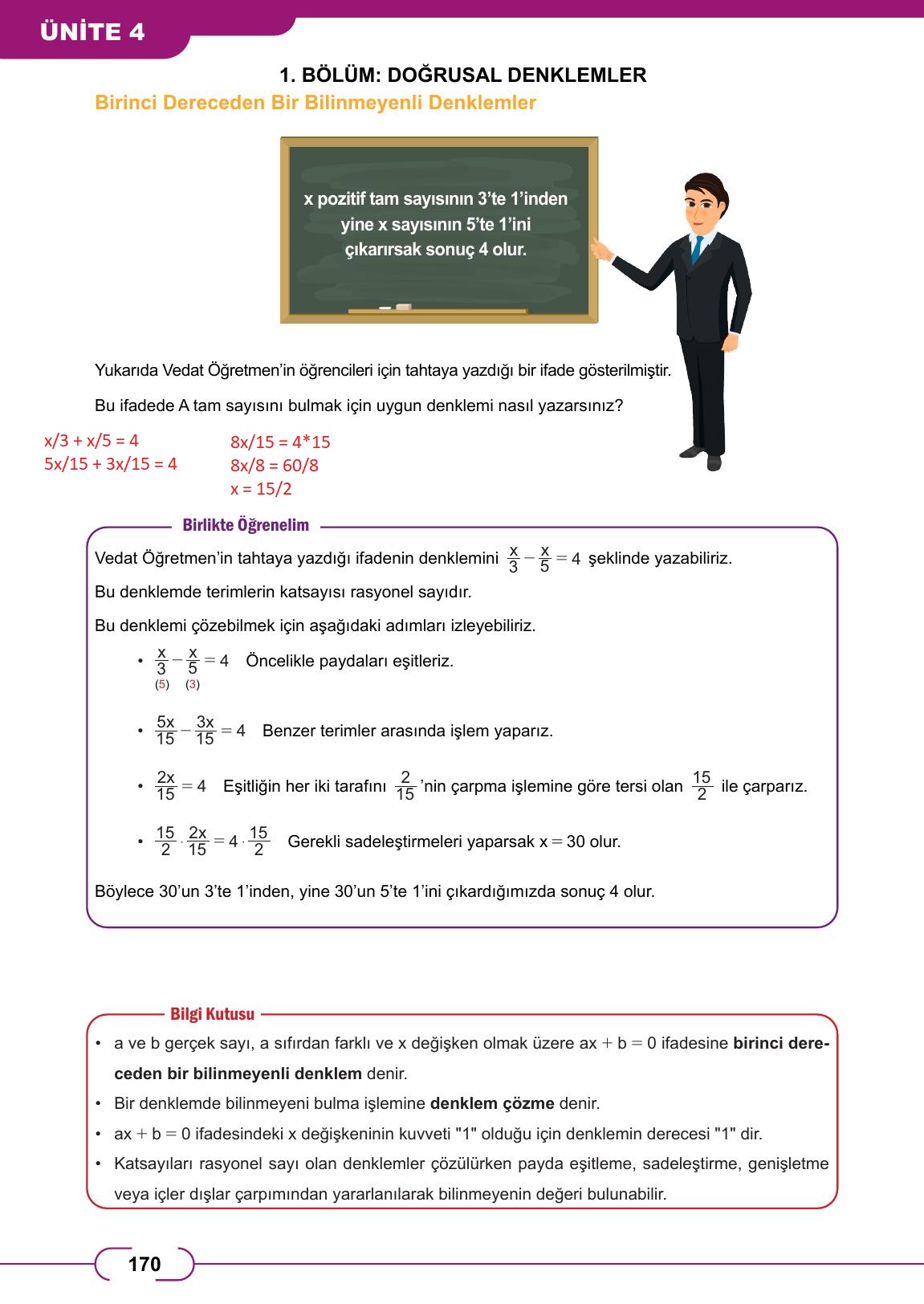 8. Sınıf Meb Yayınları Matematik Ders Kitabı Sayfa 170 Cevapları