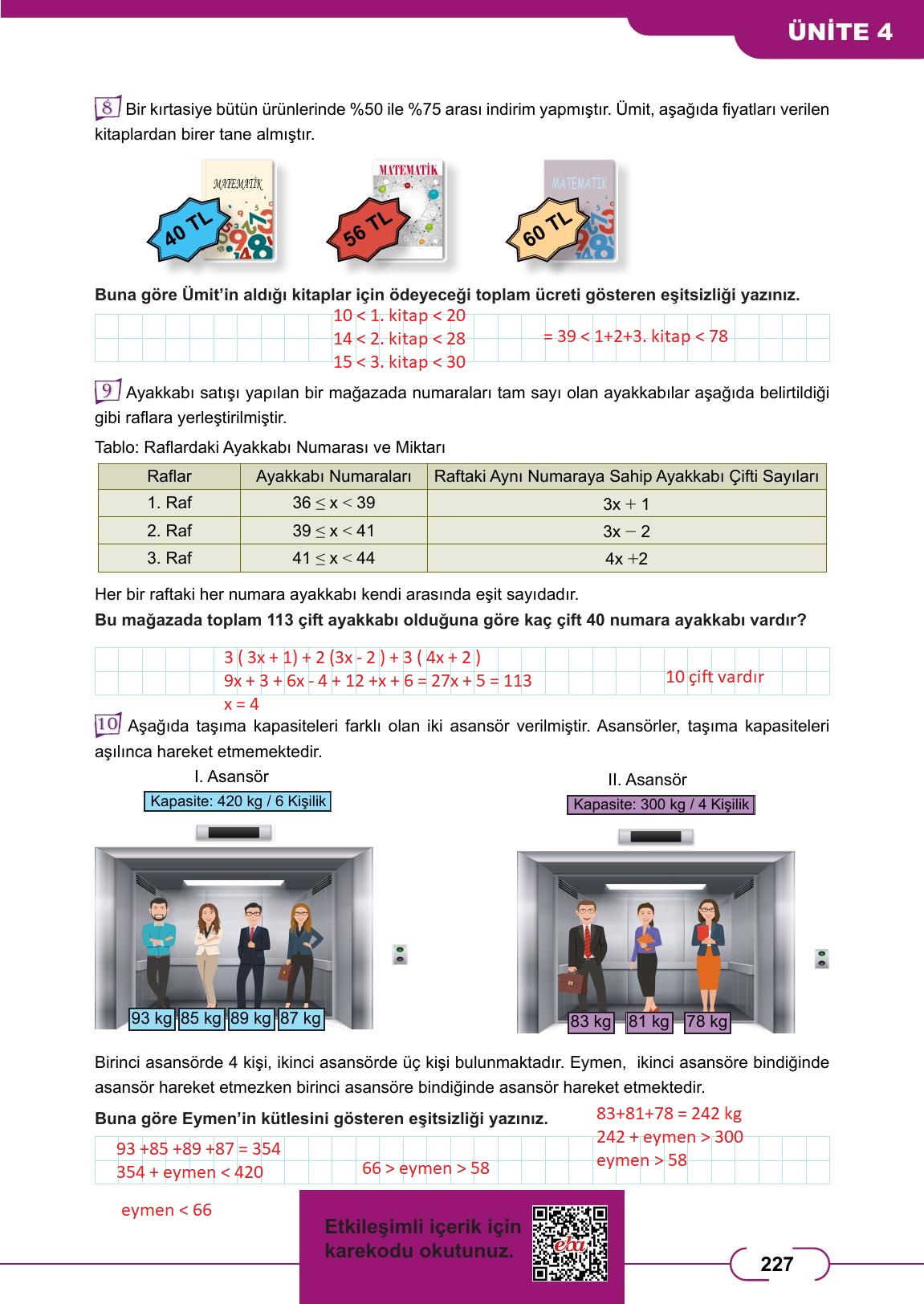 8. Sınıf Meb Yayınları Matematik Ders Kitabı Sayfa 227 Cevapları 8. Sınıf Meb Yayınları Matematik Ders Kitabı Sayfa 227 Cevapları