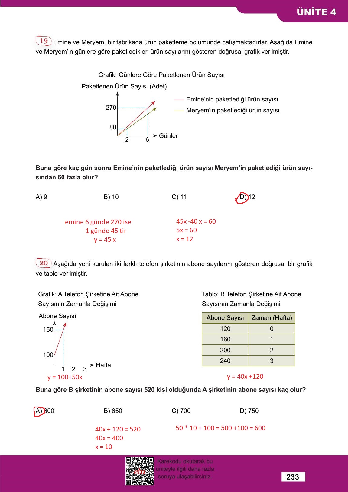 8. Sınıf Meb Yayınları Matematik Ders Kitabı Sayfa 233 Cevapları 8. Sınıf Meb Yayınları Matematik Ders Kitabı Sayfa 233 Cevapları