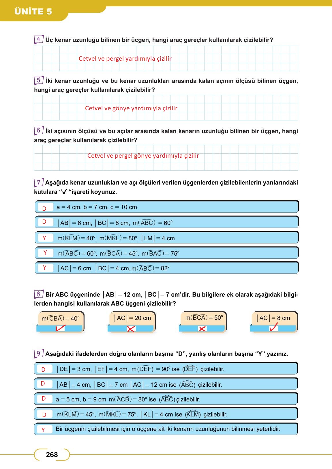 8. Sınıf Meb Yayınları Matematik Ders Kitabı Sayfa 268 Cevapları